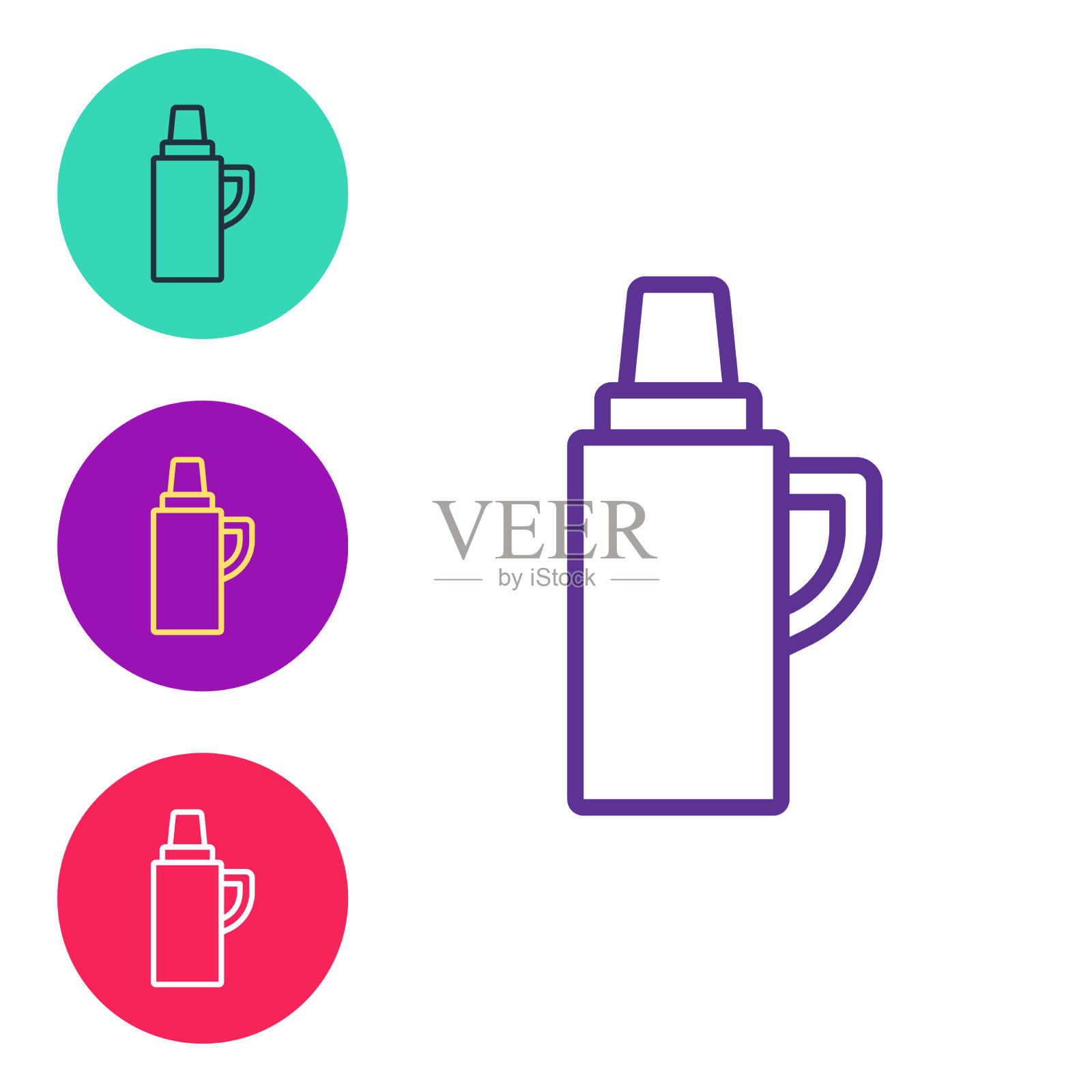 设置线保温瓶容器图标孤立在白色图标素材
