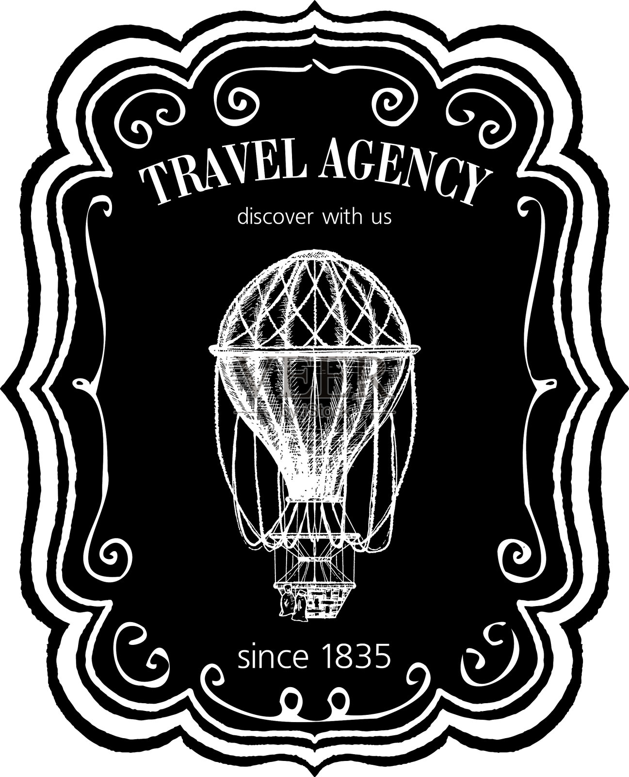 旅行社的复古标签或粉笔风格的徽章插画图片素材