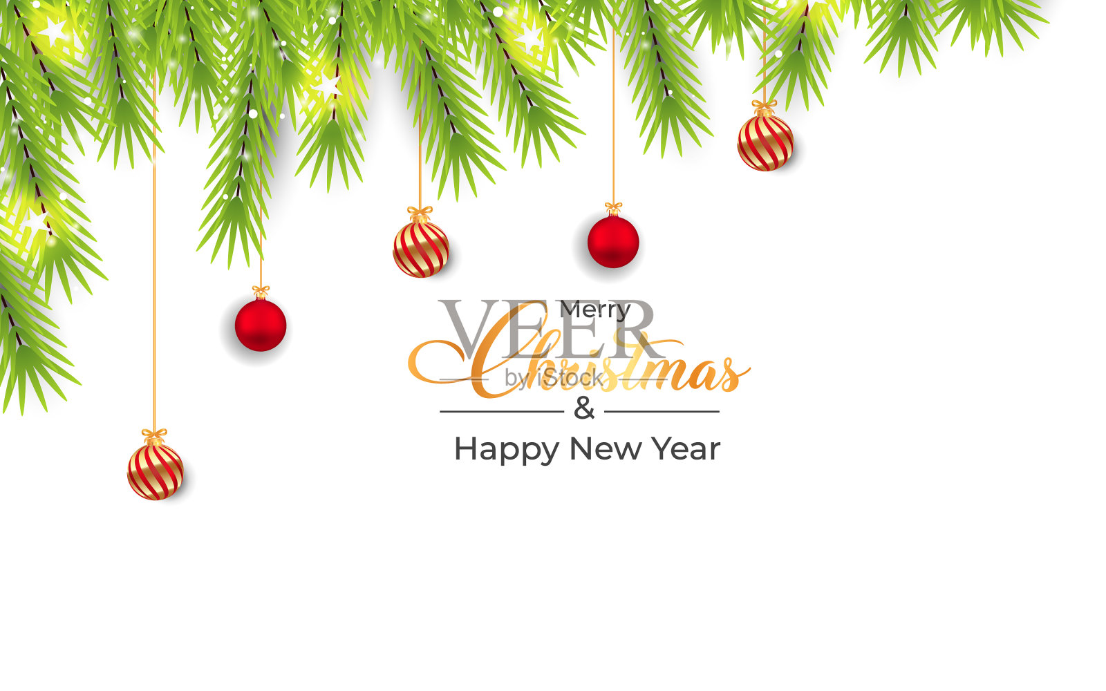 圣诞节白色背景元素配合插画图片素材