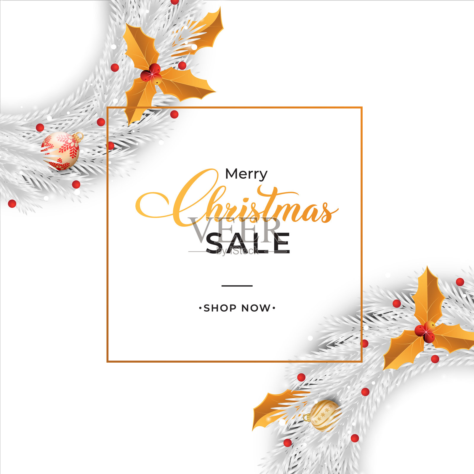 圣诞销售横幅设计与红色和金色设计模板素材