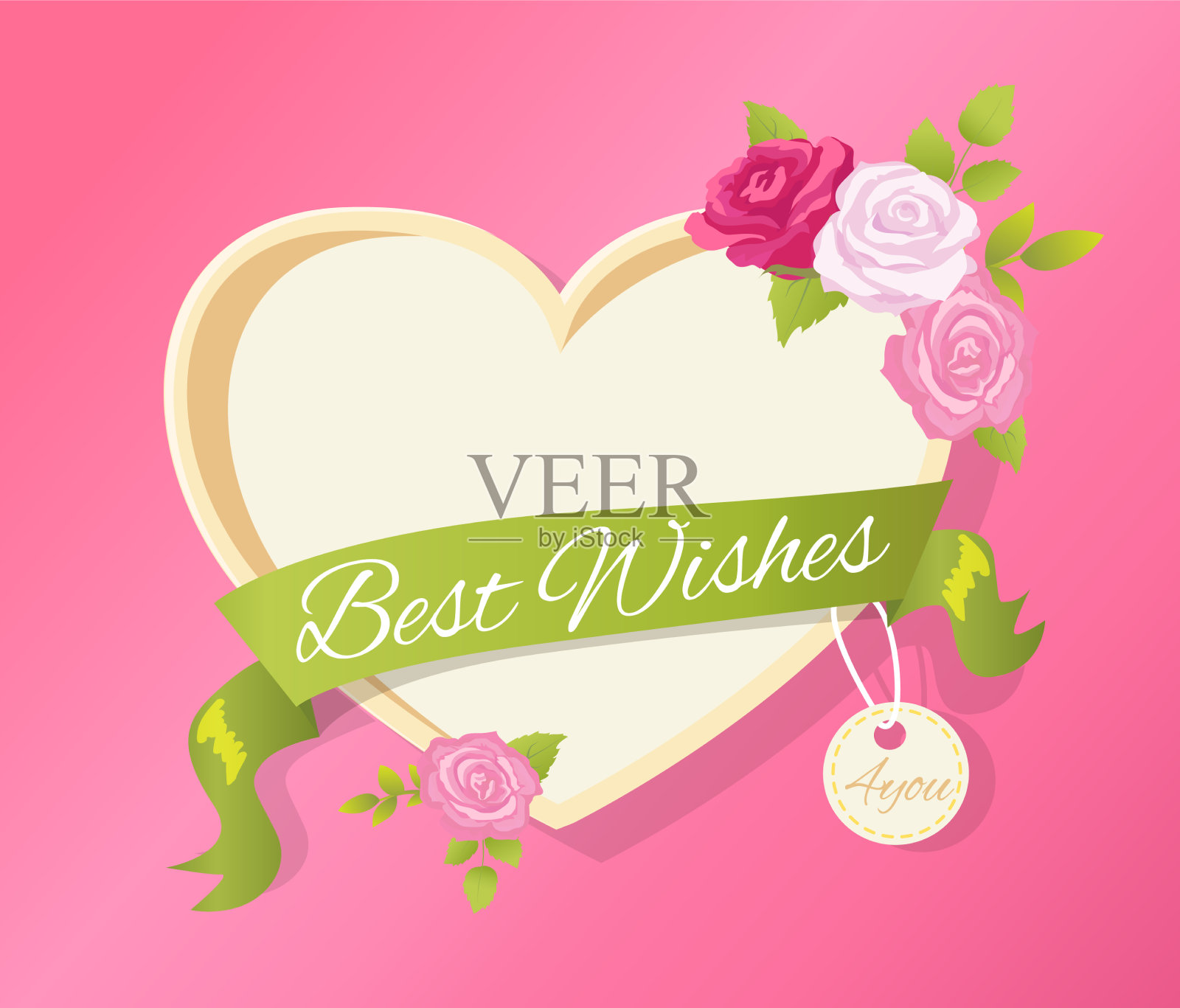 祝福心形状贺卡空框插画图片素材