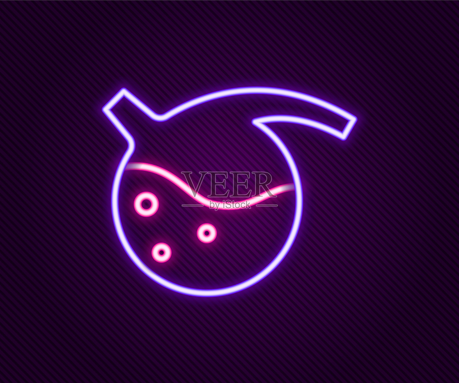 发光的霓虹灯线试管和化学烧瓶插画图片素材