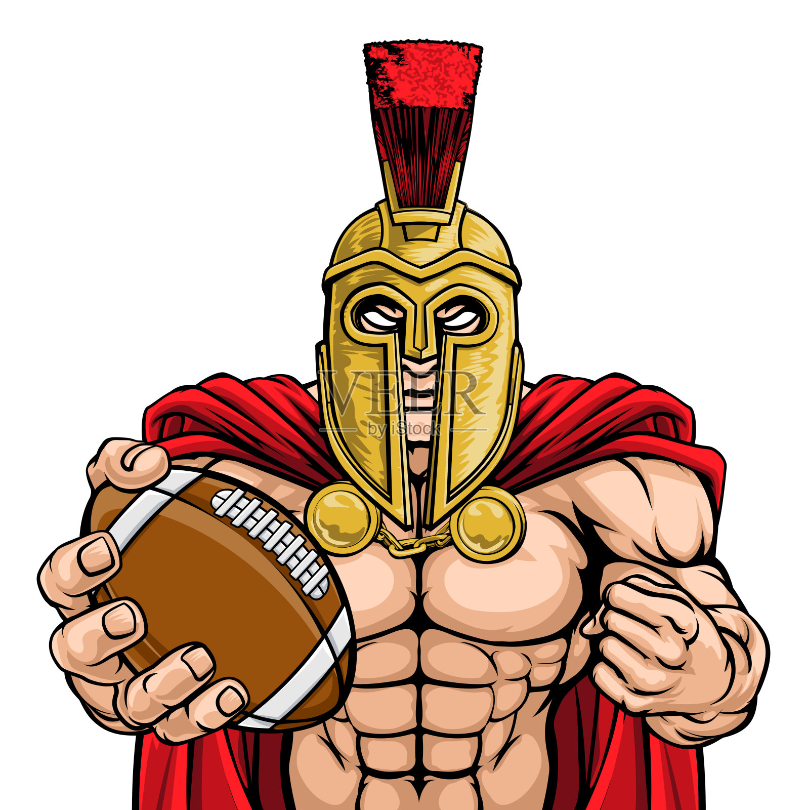 斯巴达特洛伊美式足球运动吉祥物插画图片素材