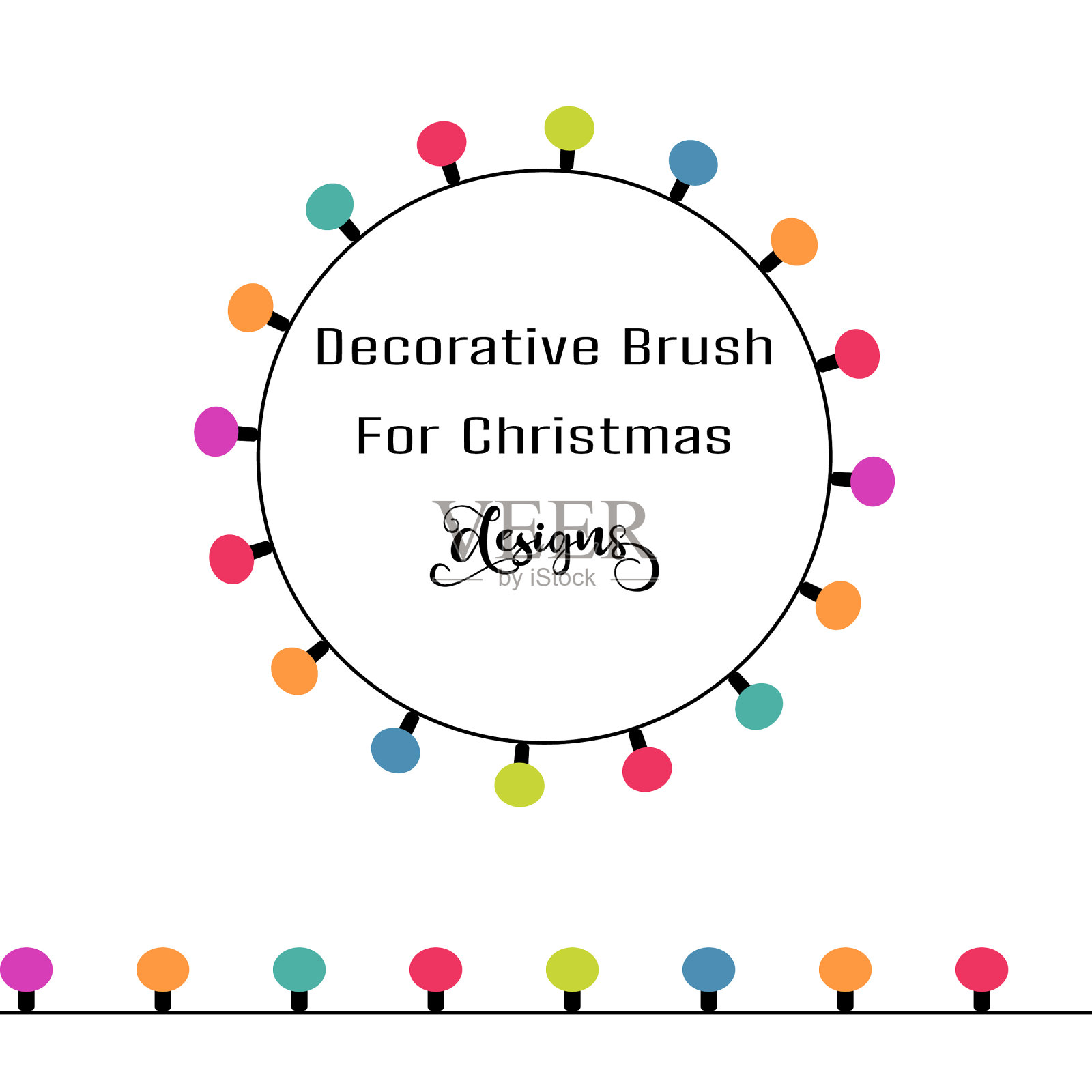 圣诞节装饰灯泡刷插画图片素材