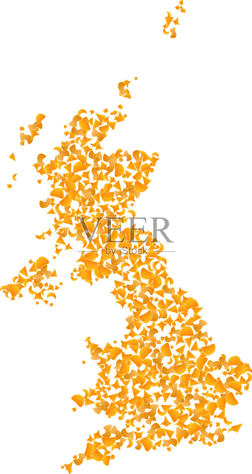 英国马赛克地图-黄金拼贴插画图片素材