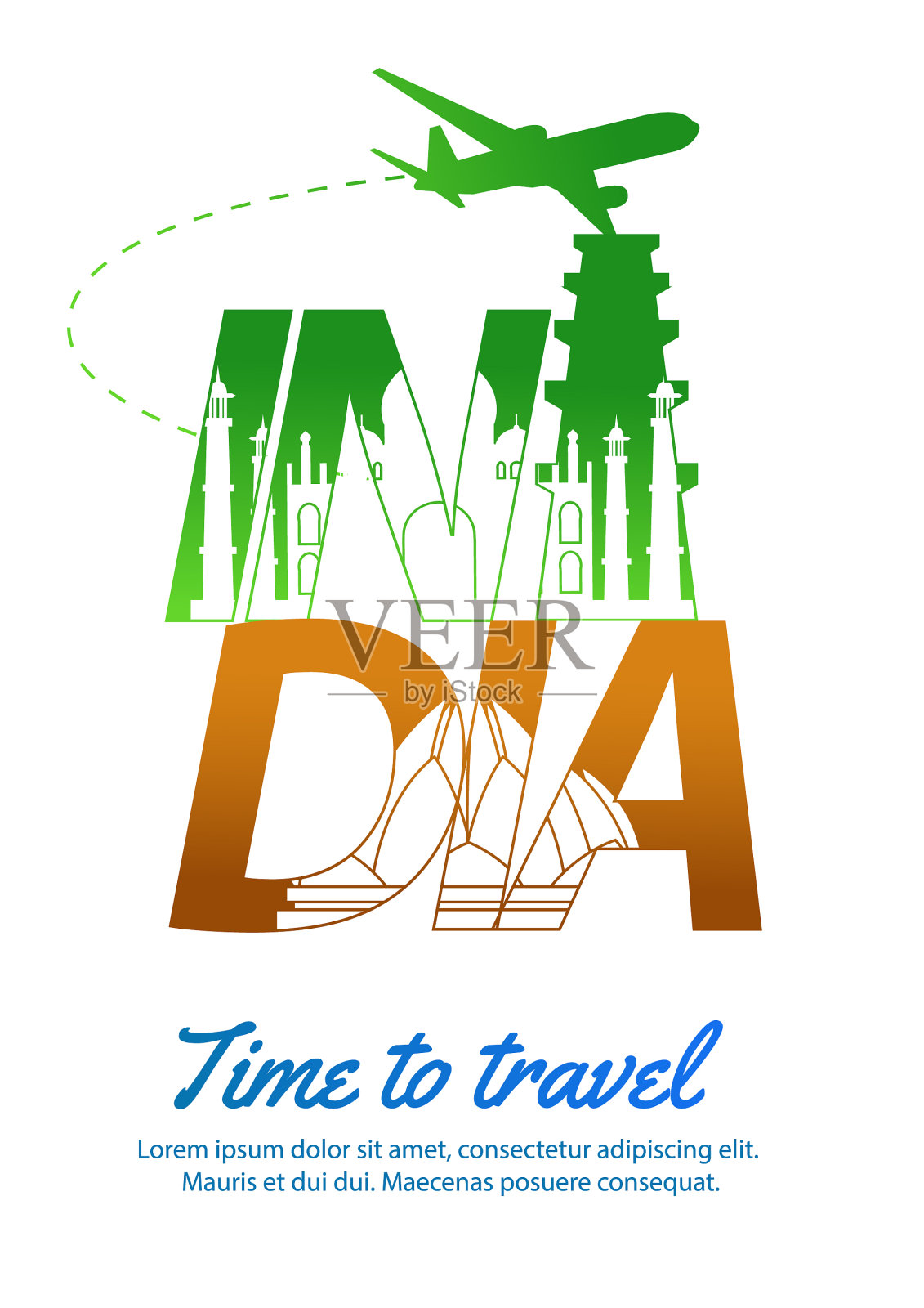 里面是印度著名地标剪影风格设计模板素材