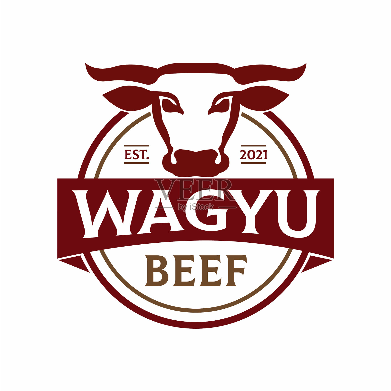 日本和牛牛肉形象设计插画图片素材