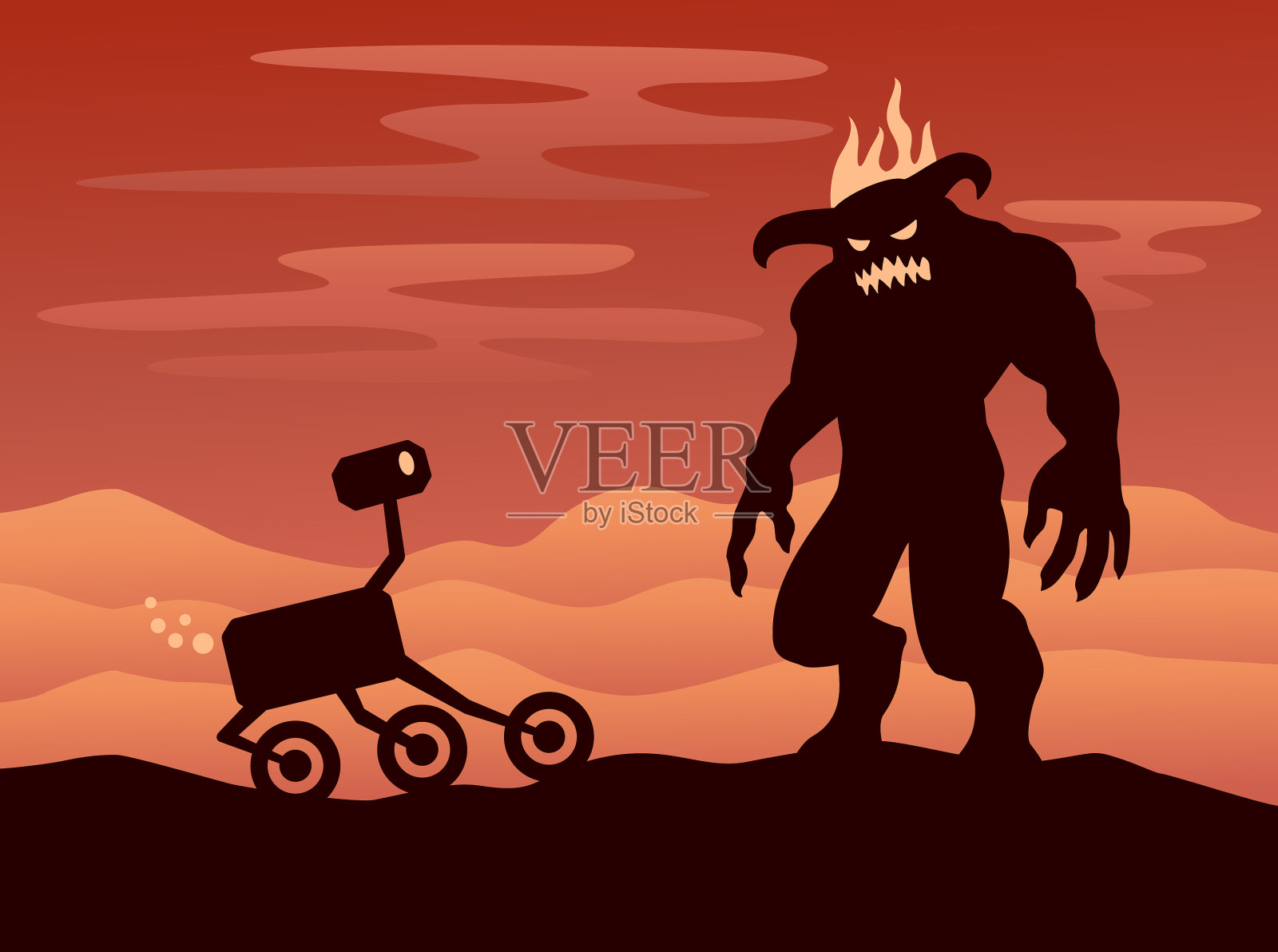 火星探测器发现了一种新的生命形式插画图片素材