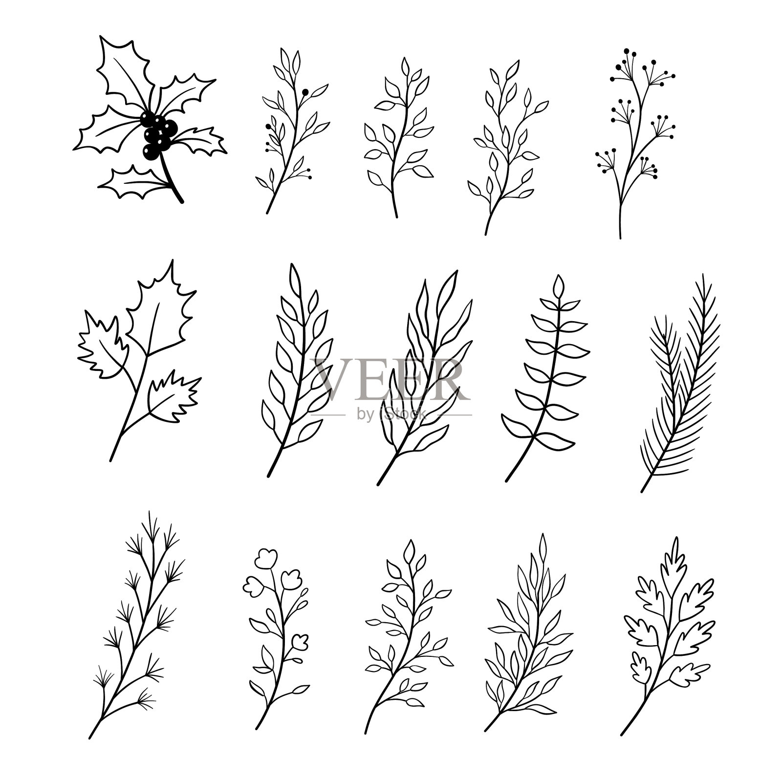 集枝用叶集图标素材