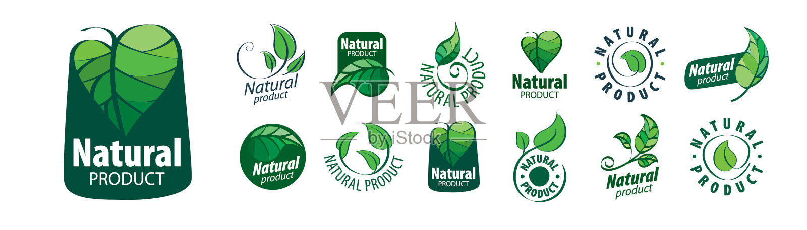 一套图标自然产品上的白色图标素材