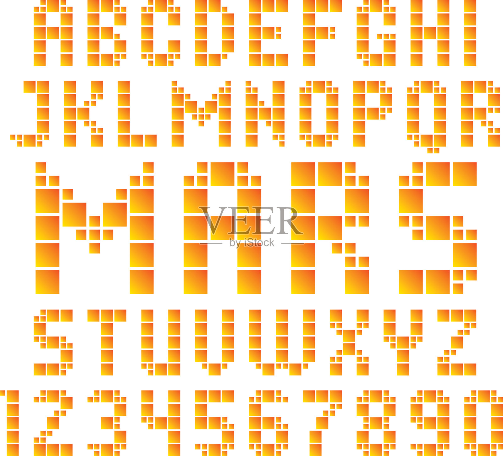 拉丁字母的方形印刷字符插画图片素材