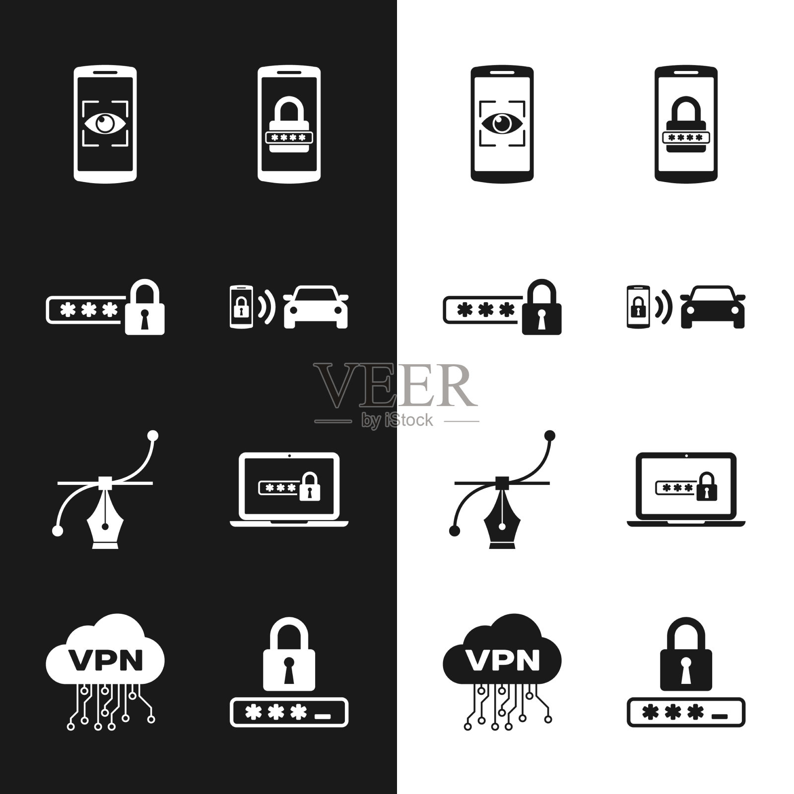 设置智能汽车报警系统密码保护图标素材