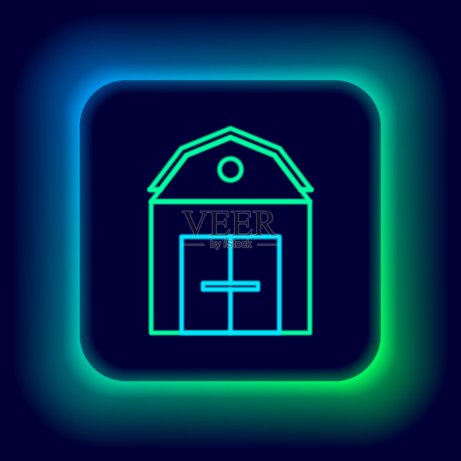 发光的霓虹灯线农场住宅概念图标孤立图标素材