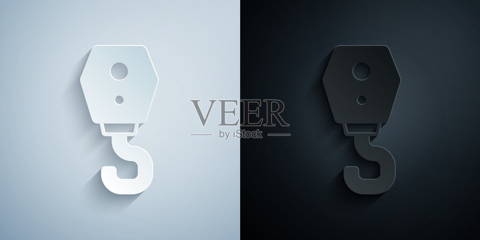 剪纸鹤勾图标孤立在灰色和插画图片素材