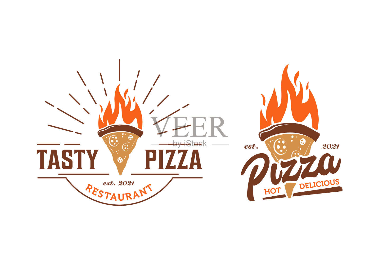 复古披萨餐厅标志设计模板设计元素图片