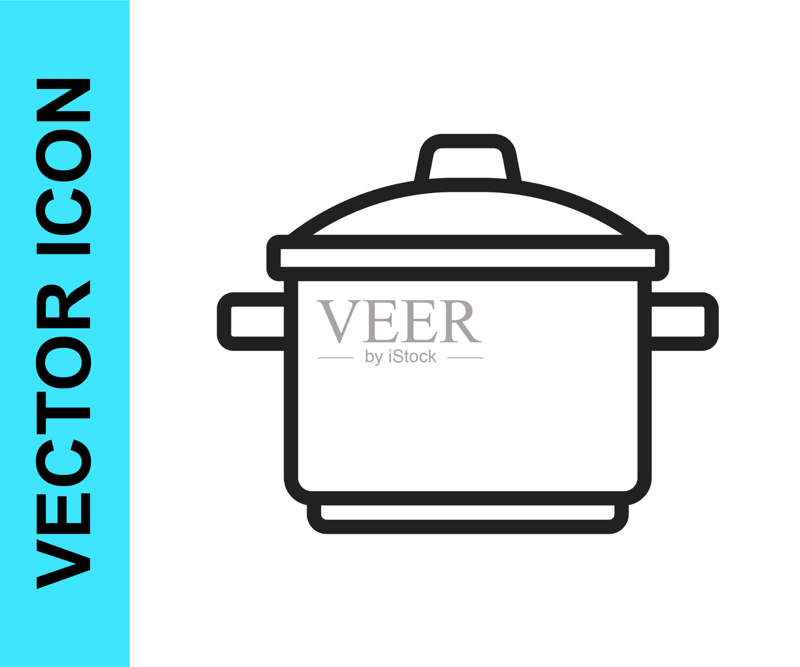 黑线炊具图标孤立在白色上图标素材