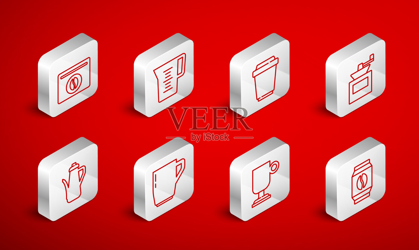 固定线袋的咖啡豆壶玻璃与水图标素材