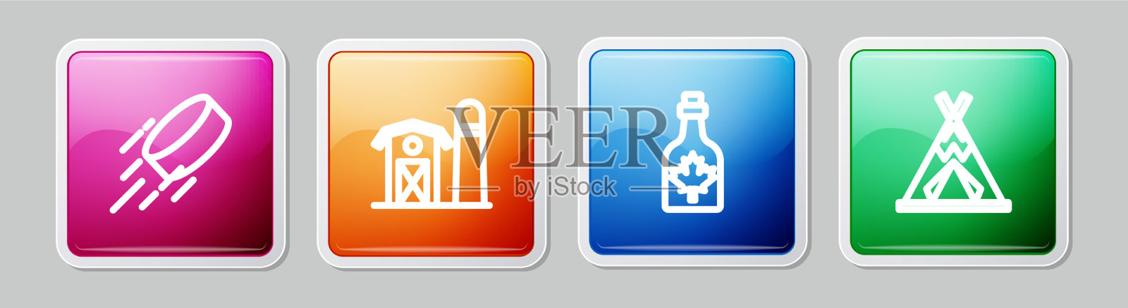 设置线曲棍球冰球农场房子瓶子枫树图标素材