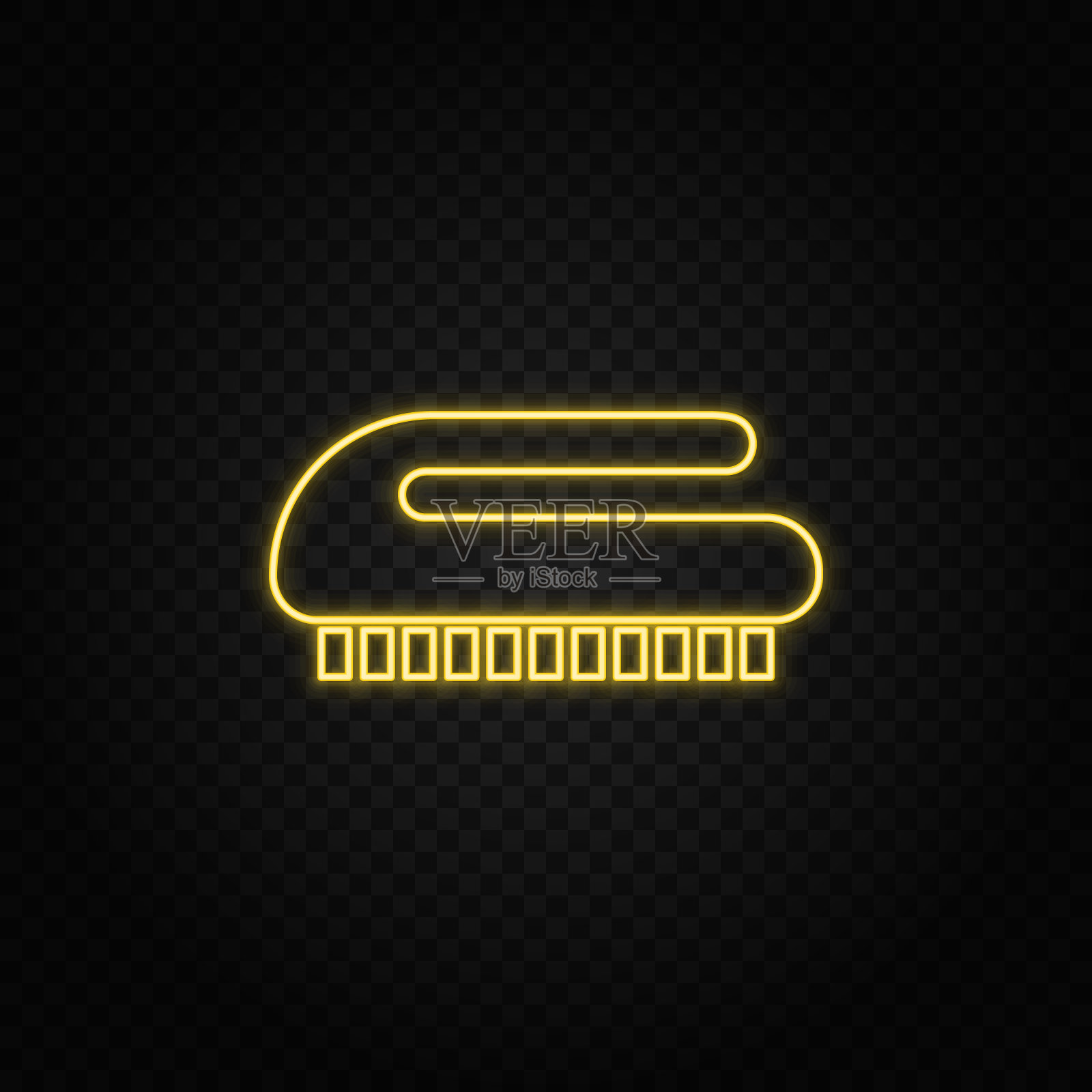 黄色霓虹灯图标刷，清洁。透明背景。黄色氖矢量图标插画图片素材