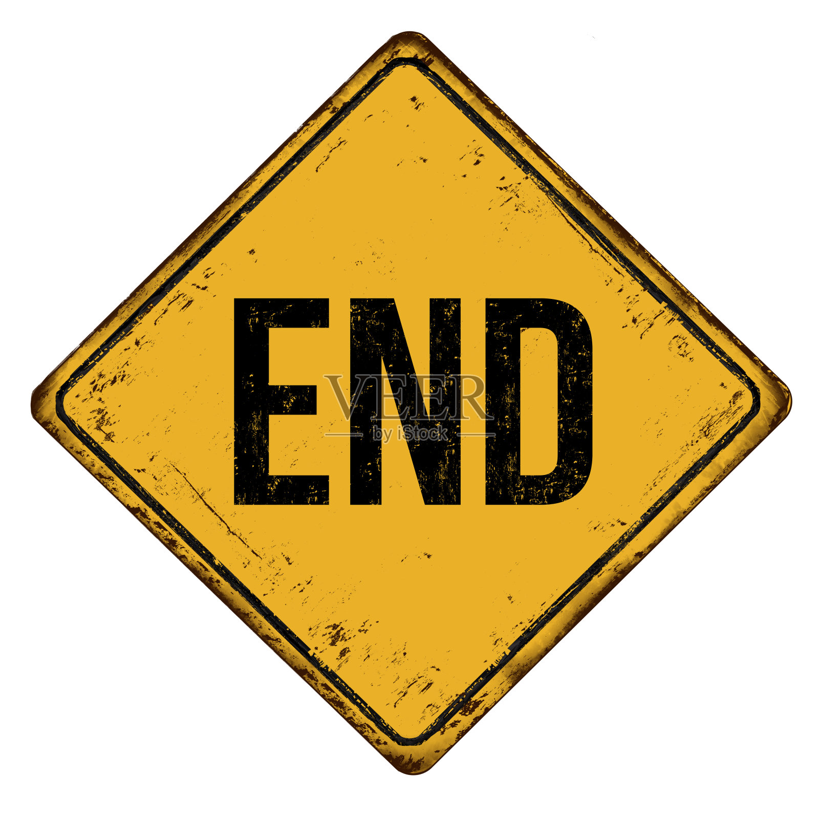 结束陈旧生锈的金属标志插画图片素材