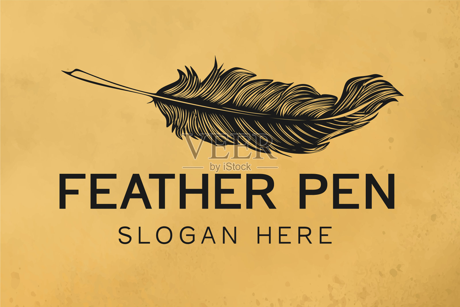 手绘经典羽毛标志设计插画图片素材