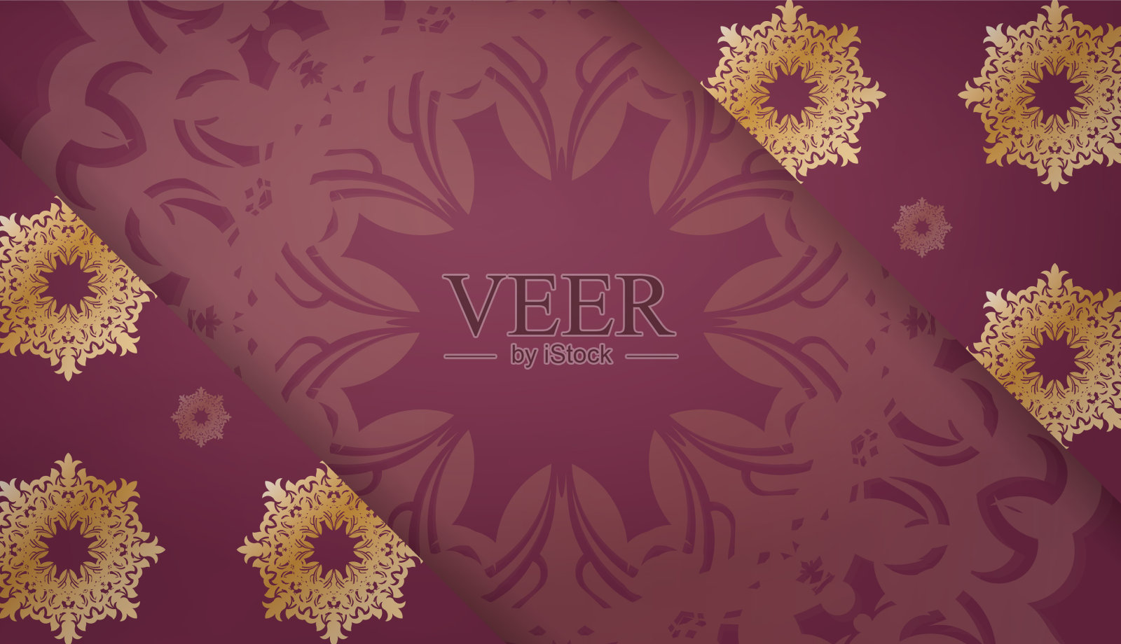 酒红色背景与希腊金色图案为插画图片素材