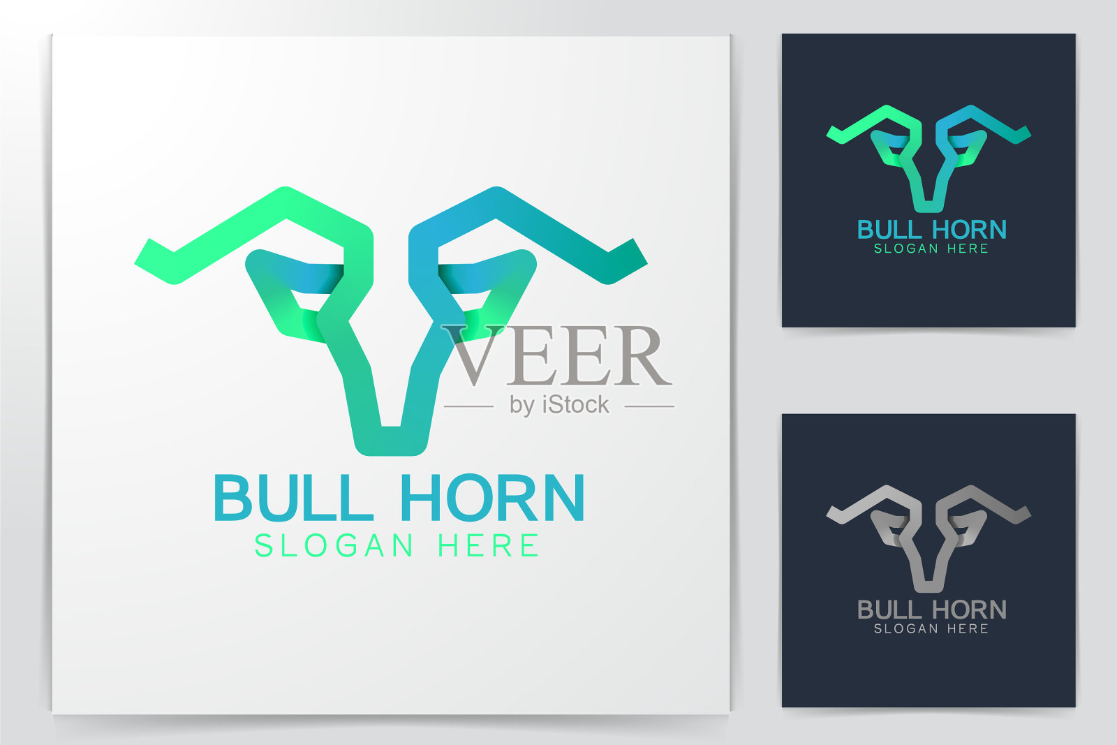 公牛山羊角标志设计灵感孤立插画图片素材