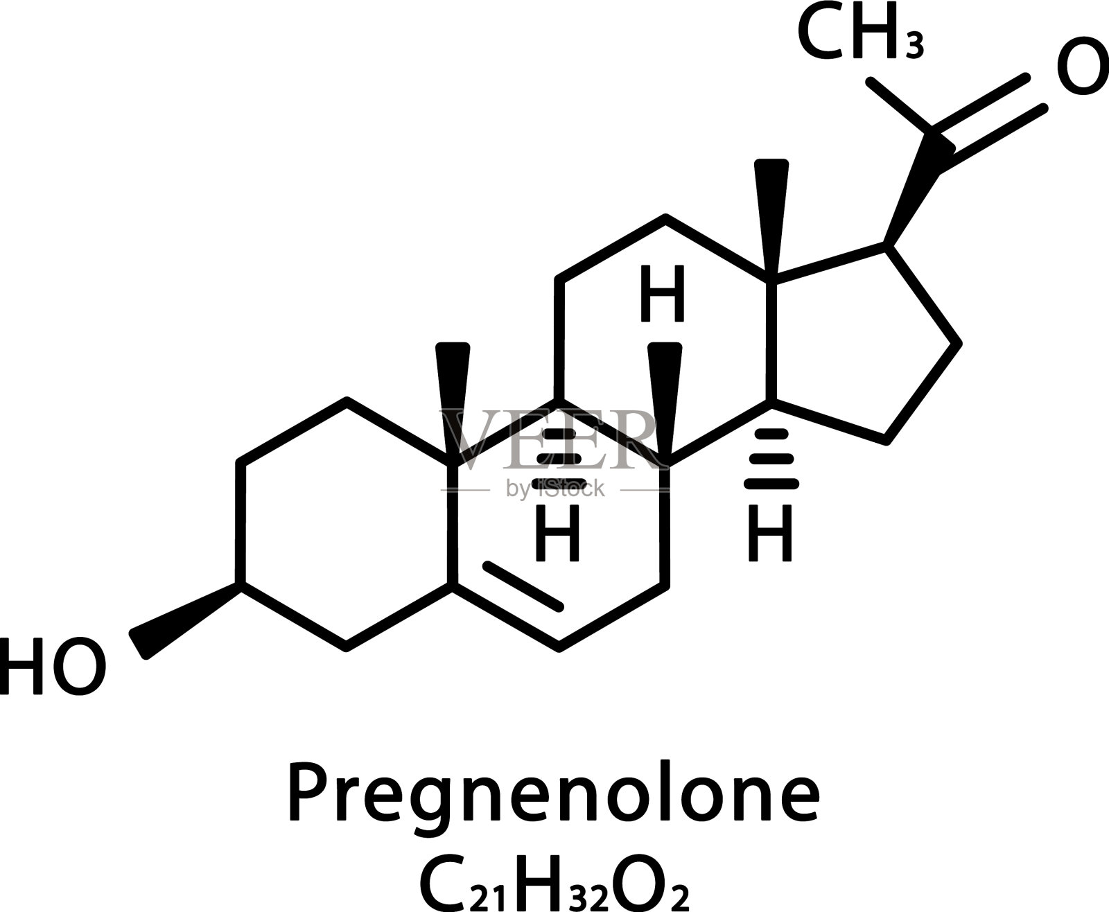 孕烯醇酮分子结构插画图片素材