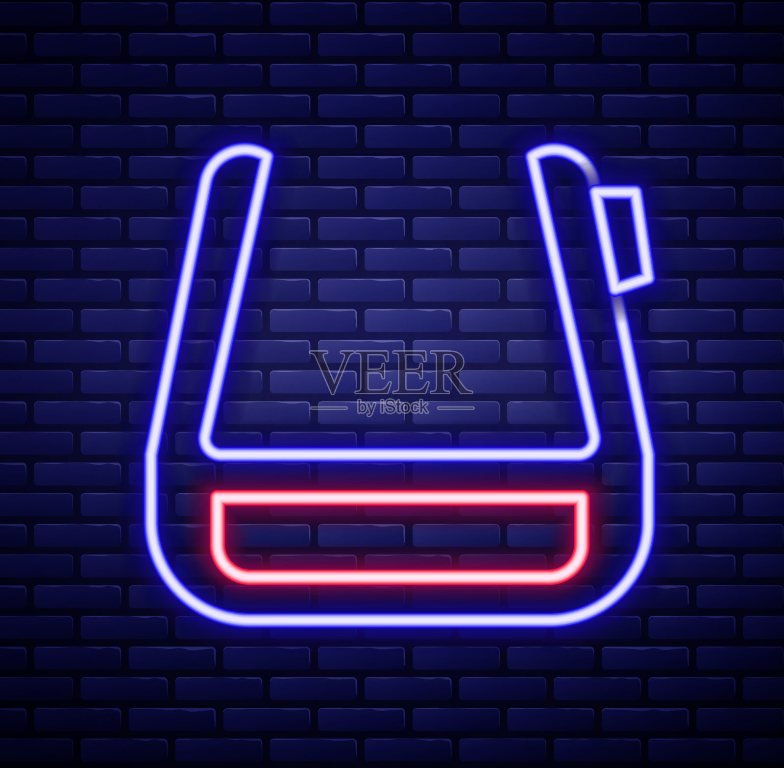 发光的霓虹灯线智能眼镜安装图标素材