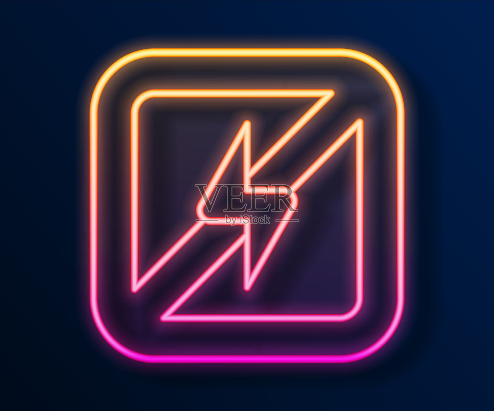 发光的霓虹灯线没有闪电图标孤立上图标素材