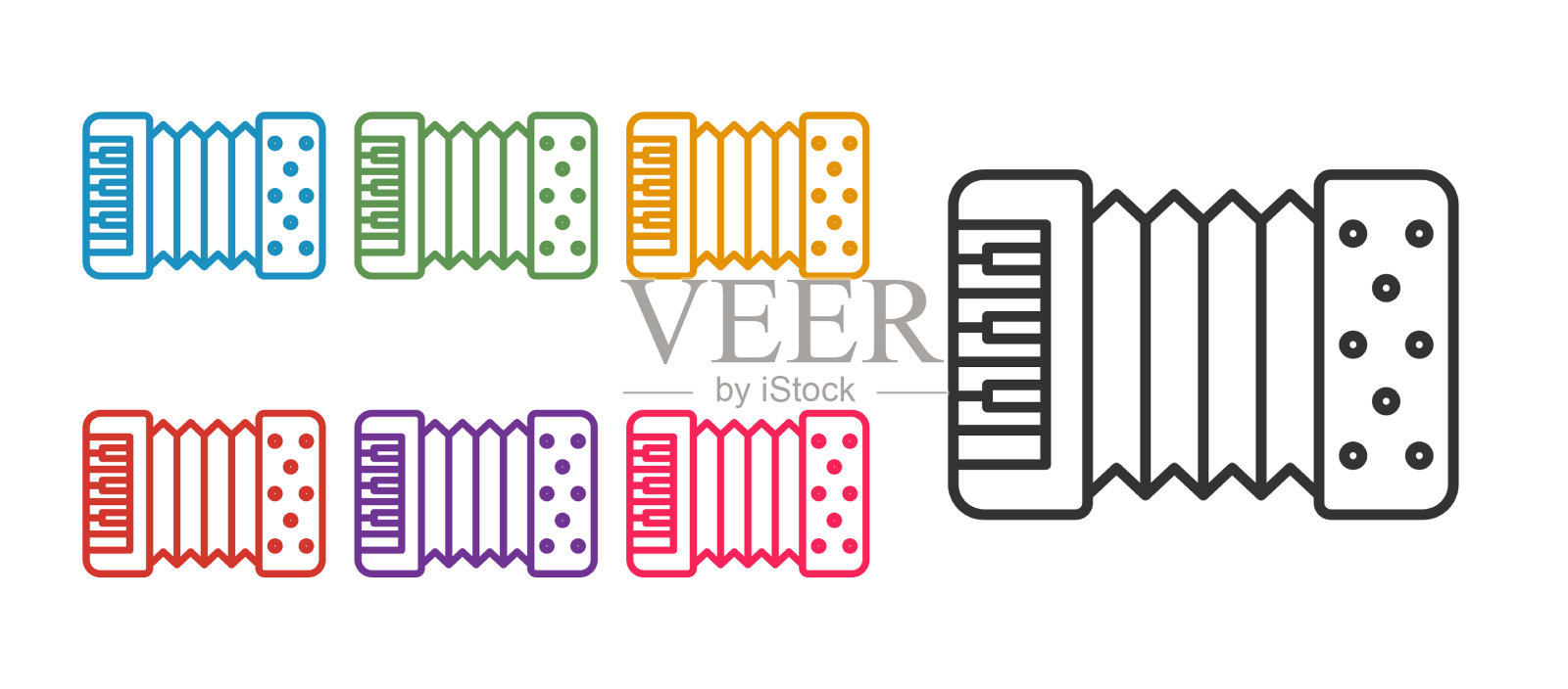 设置线乐器手风琴图标图标素材