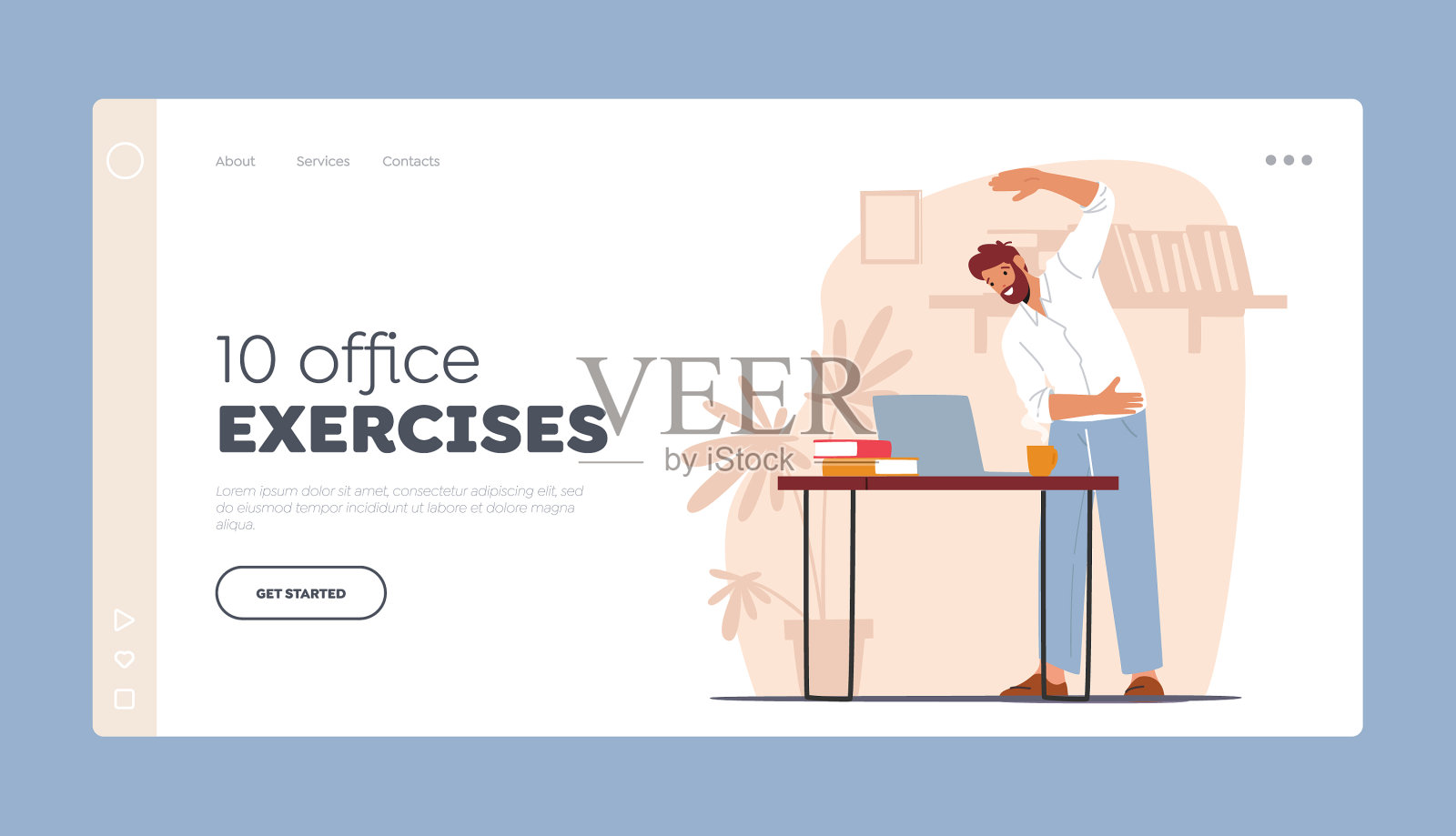 10 .办公室练习登陆页面模板worker插画图片素材