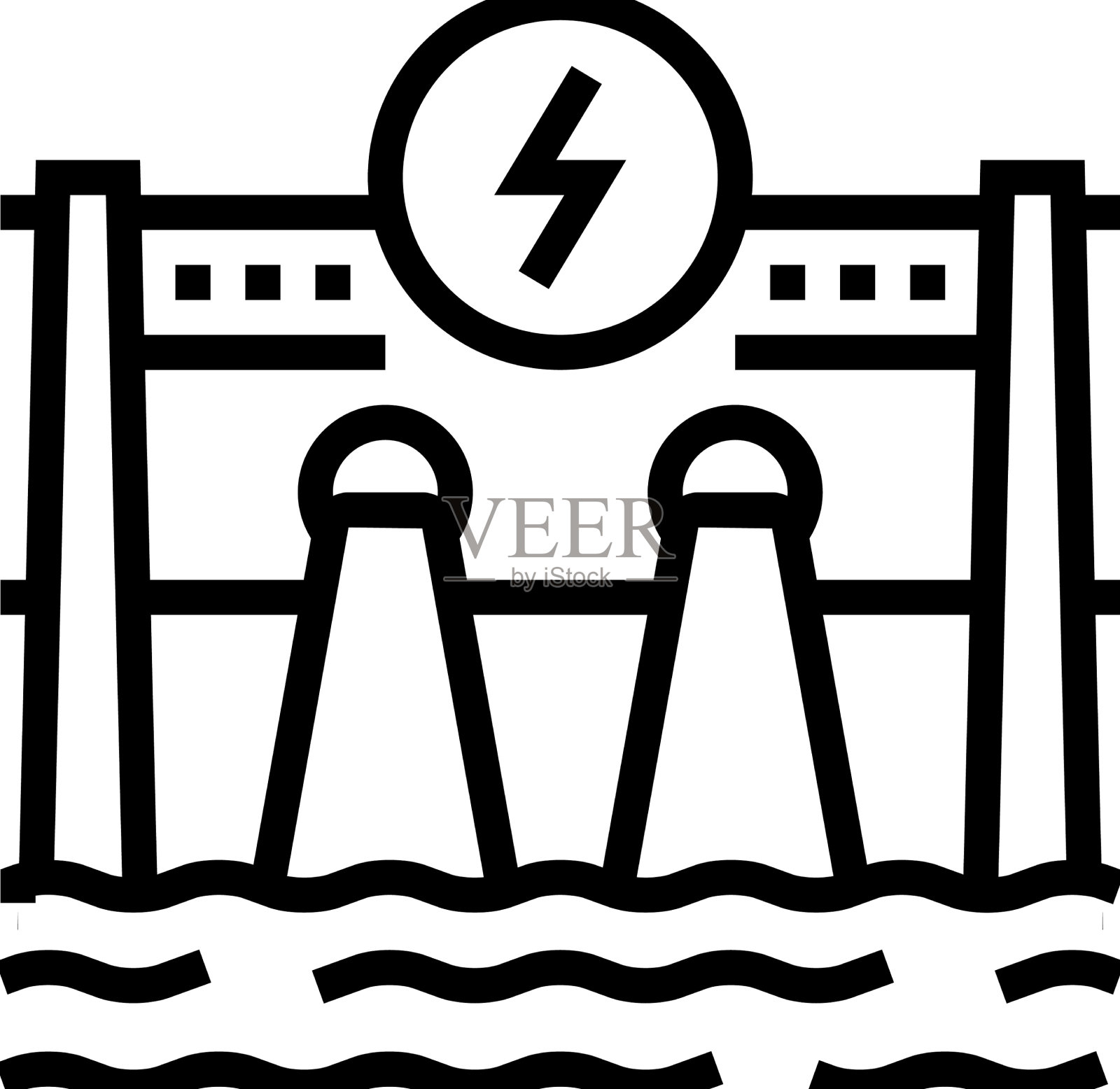 水电能源建设线路图标插画图片素材