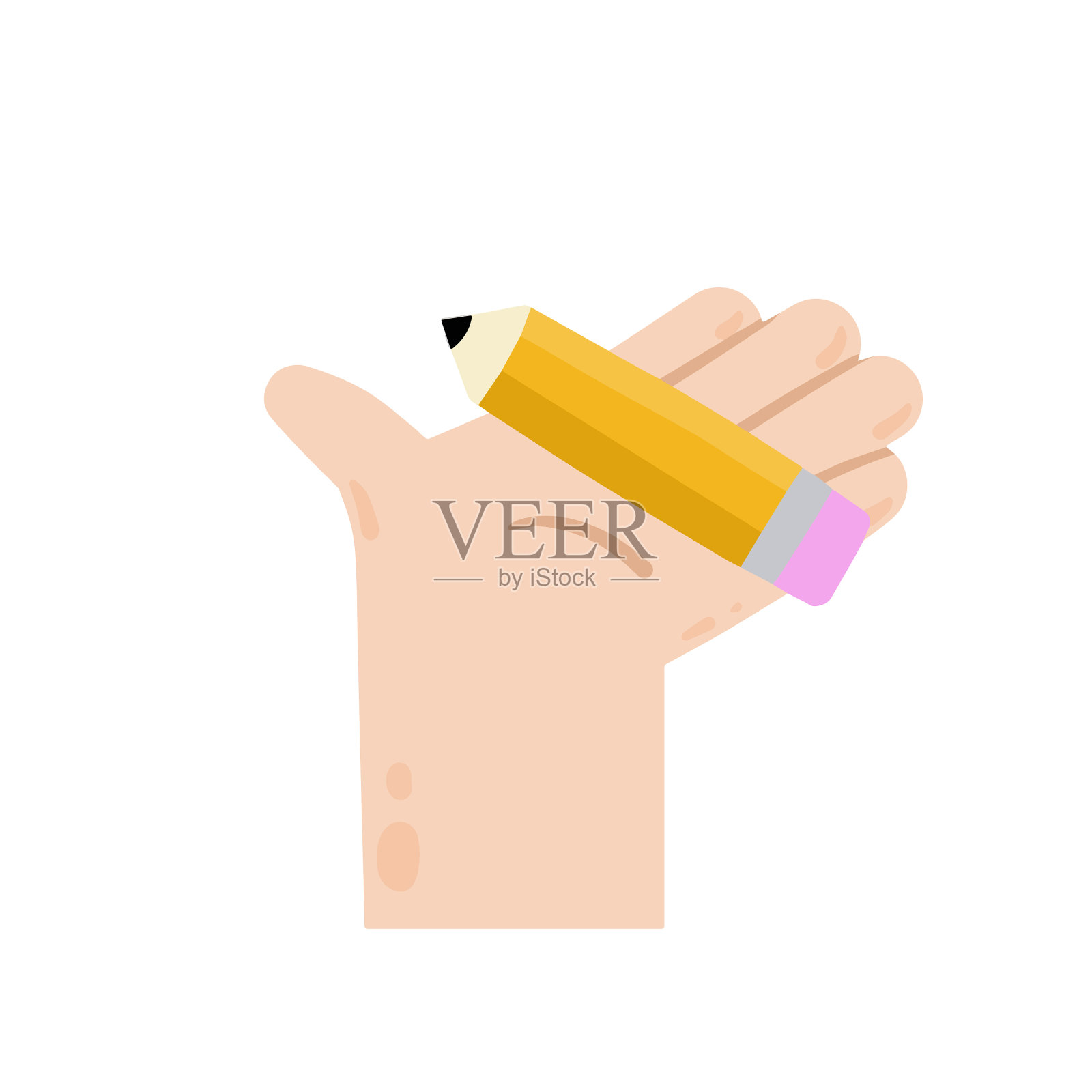 手握铅笔艺术家与写作用品设计元素图片