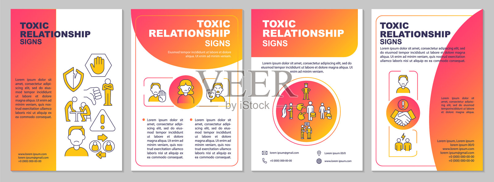 关系虐待标志手册模板插画图片素材