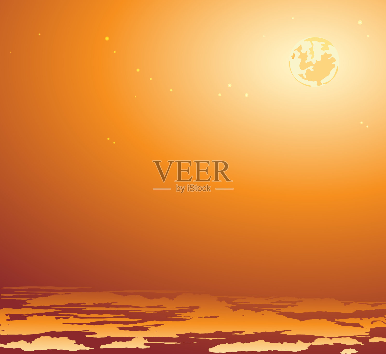 夜空上的月亮自然映衬着天空插画图片素材