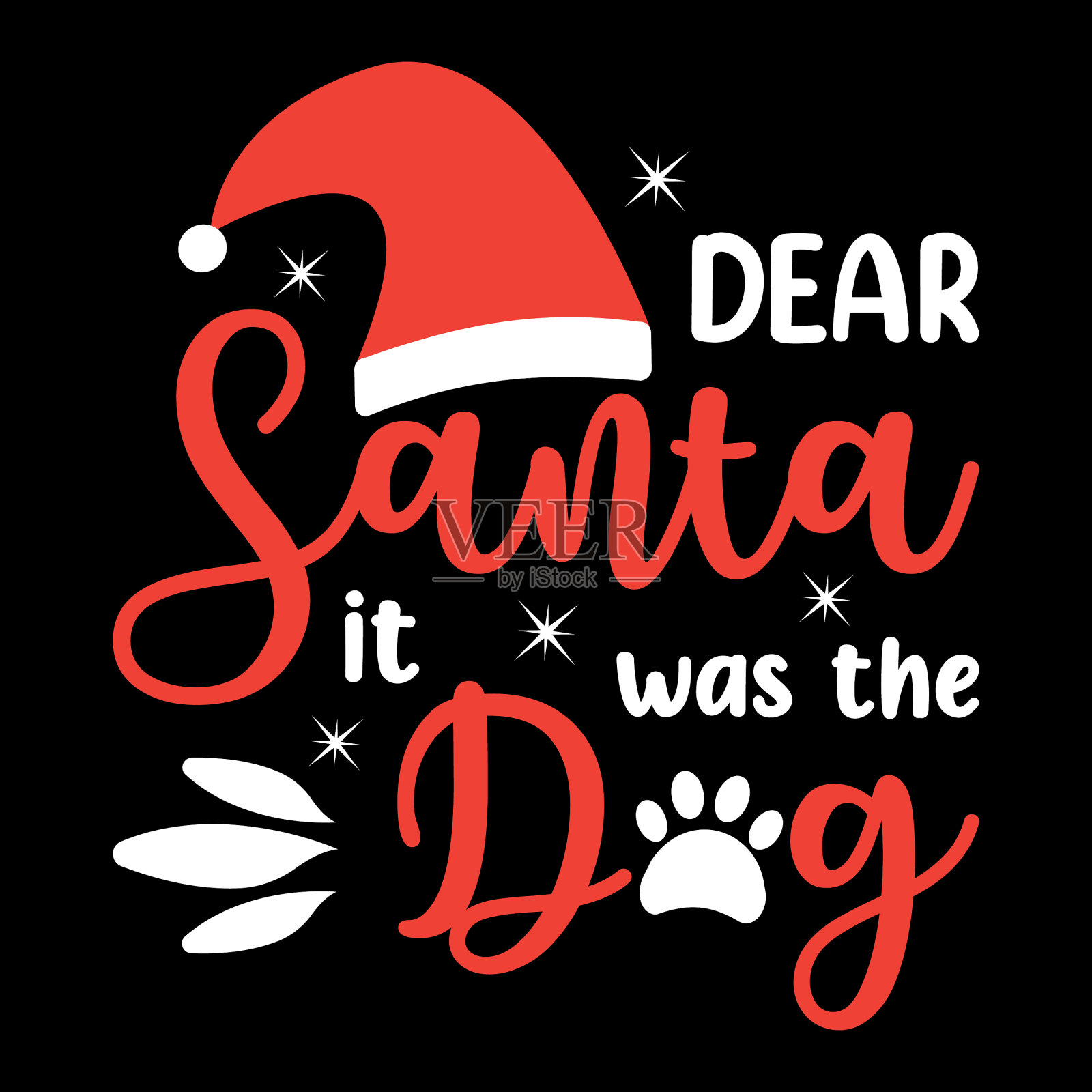 亲爱的圣诞老人，这是狗-有趣的圣诞设计插画图片素材
