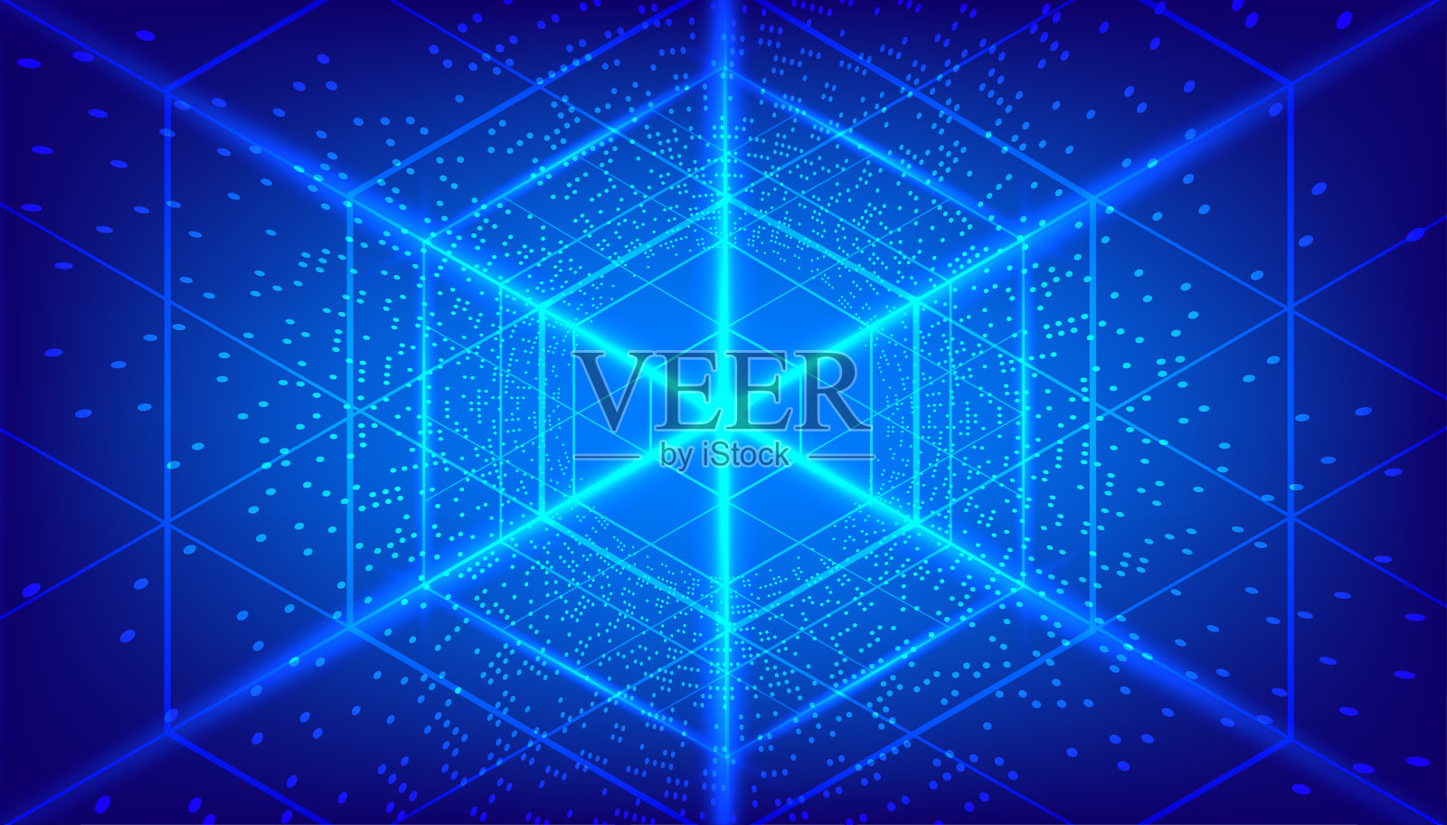 抽象蓝色六边形图案背景为高科技交流概念。矢量图插画图片素材