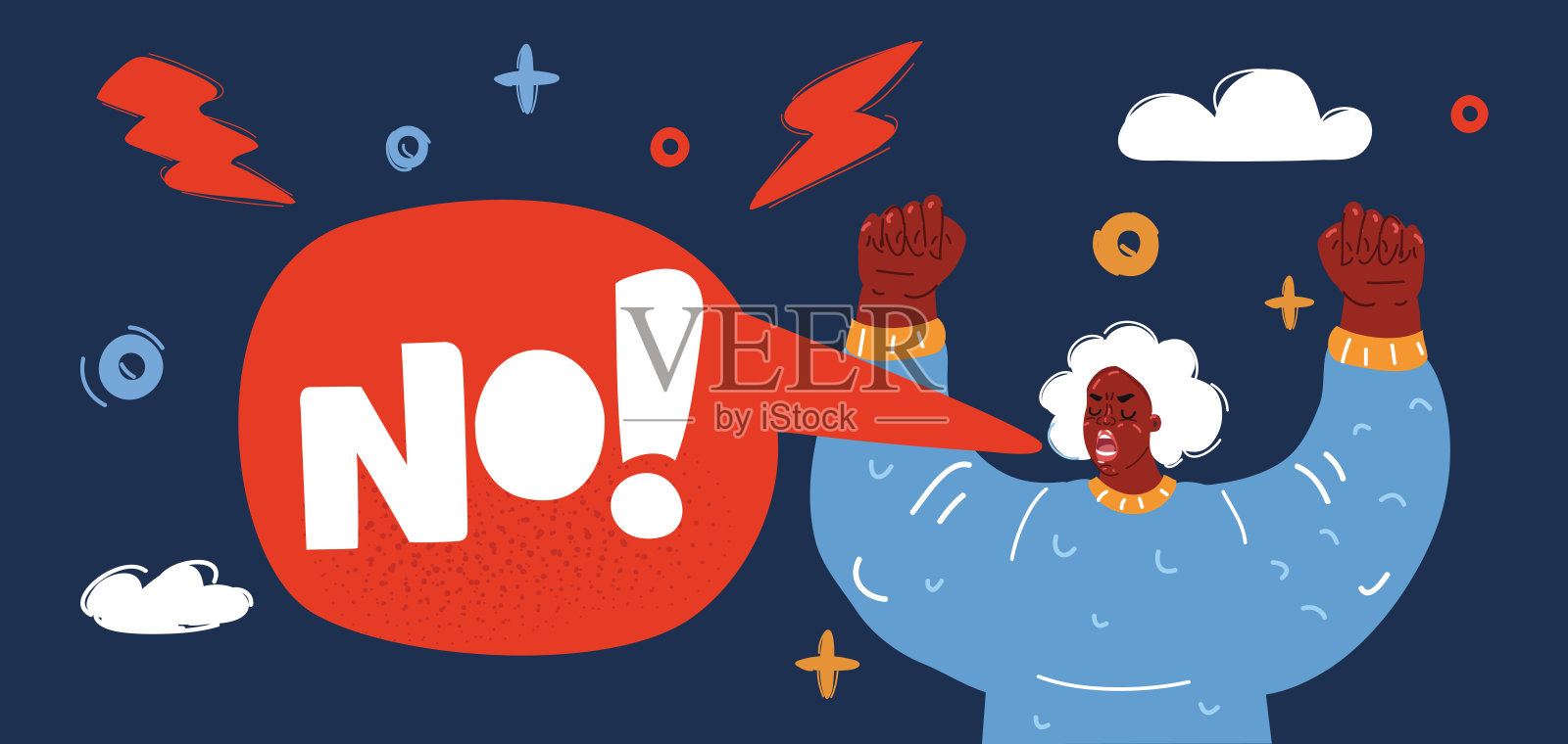 黑色背景上黑人女性表现的矢量插图。插画图片素材