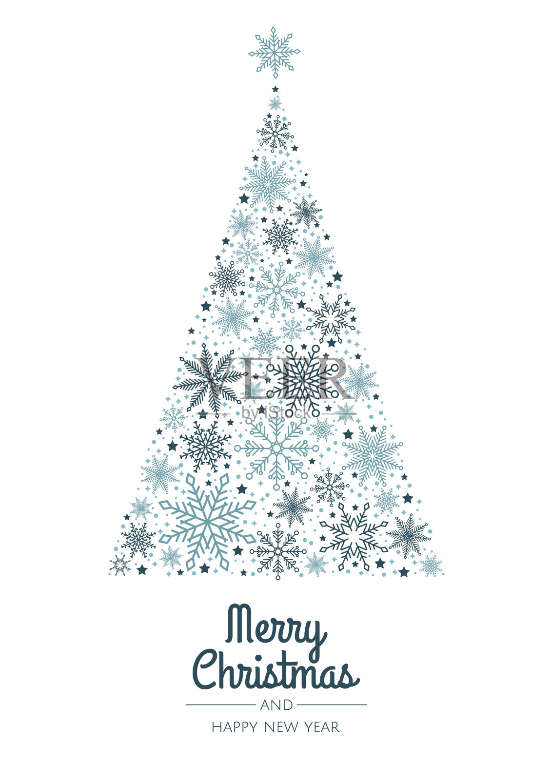 新年贺卡与风格化的圣诞节插画图片素材