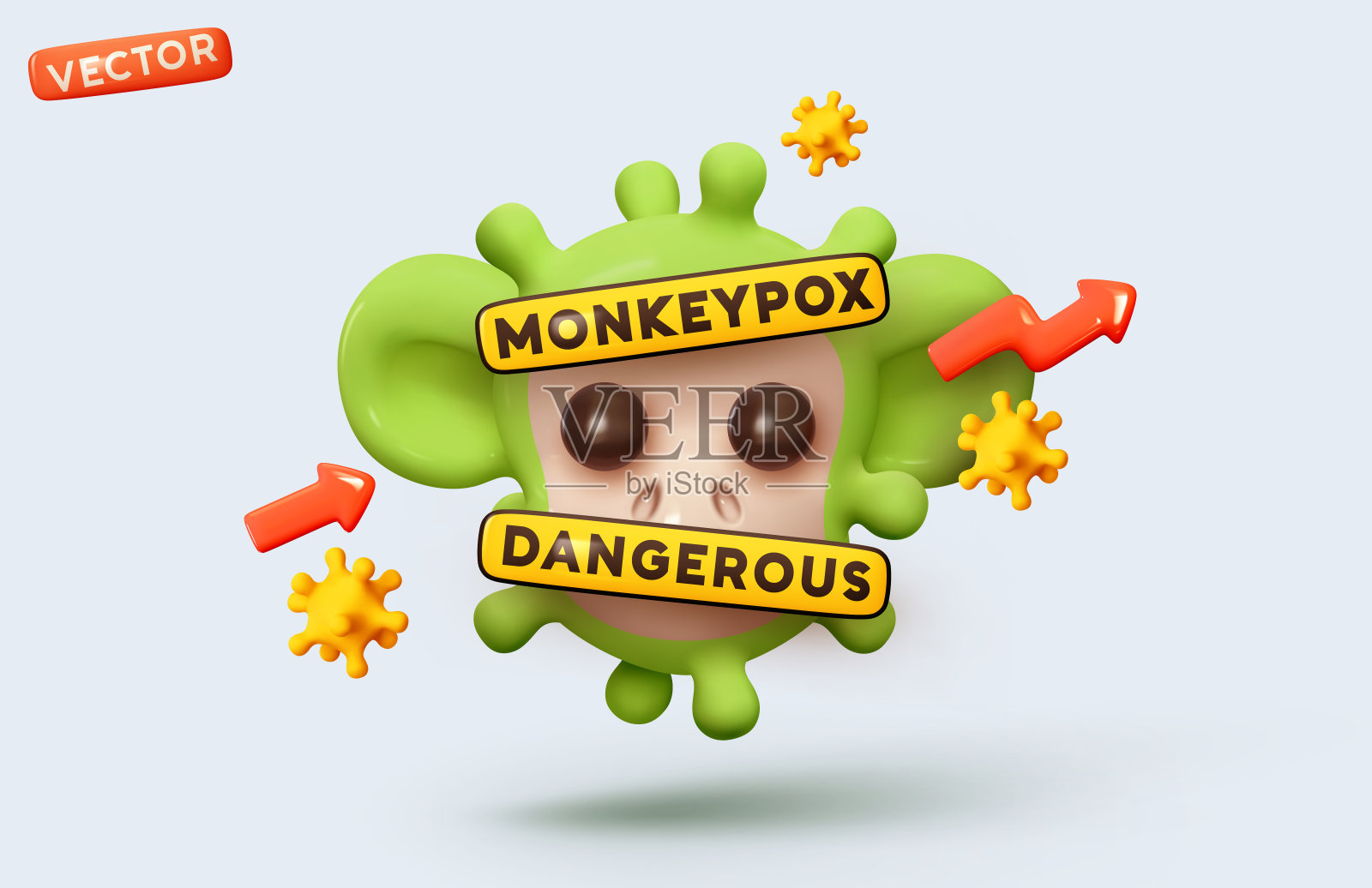 感染痘病毒的病猴子猴痘是一种罕见的动物和人类传染病。痘病毒科的病毒。逼真的3d创意概念。矢量图插画图片素材