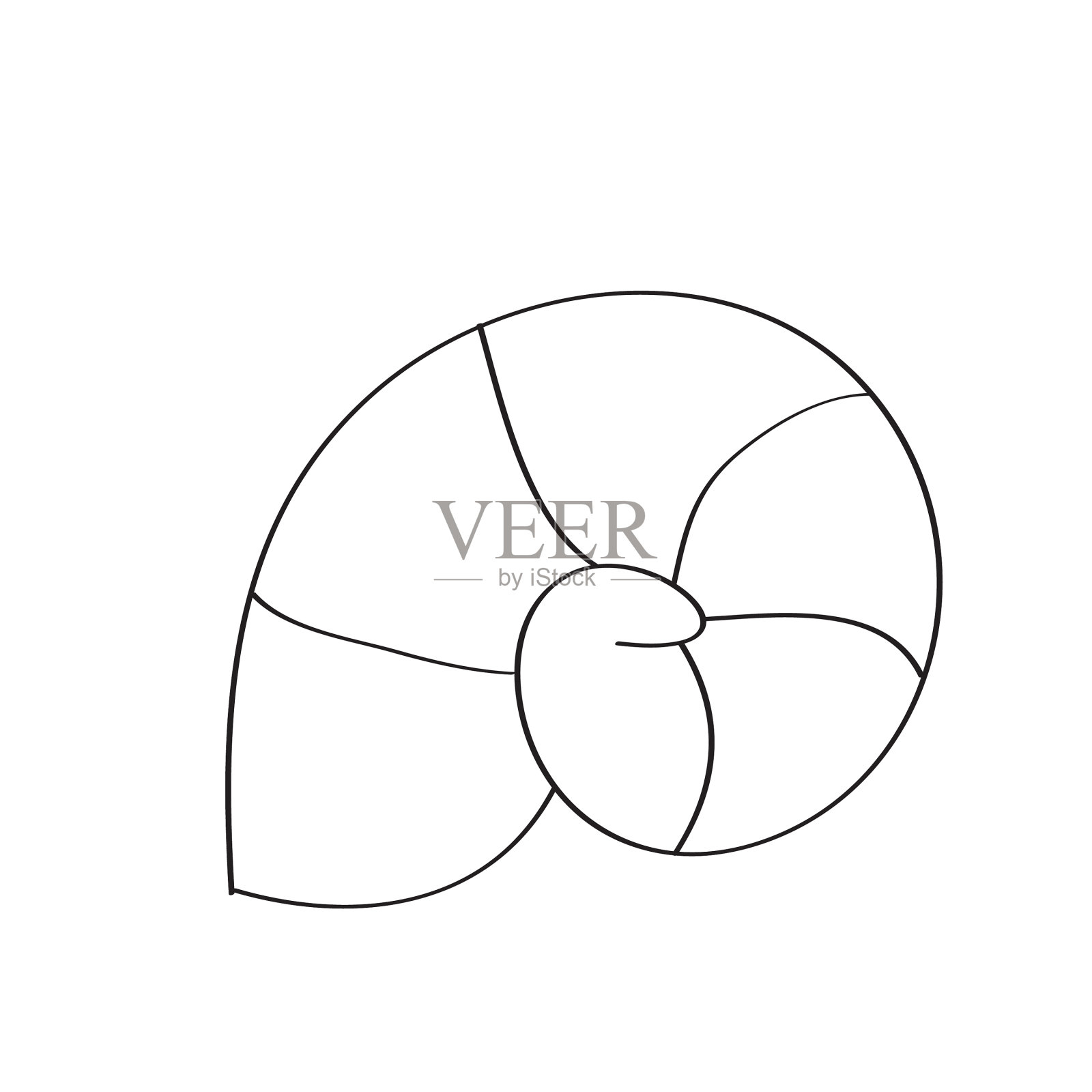 简单的涂色页上画了圆贝壳线插画图片素材