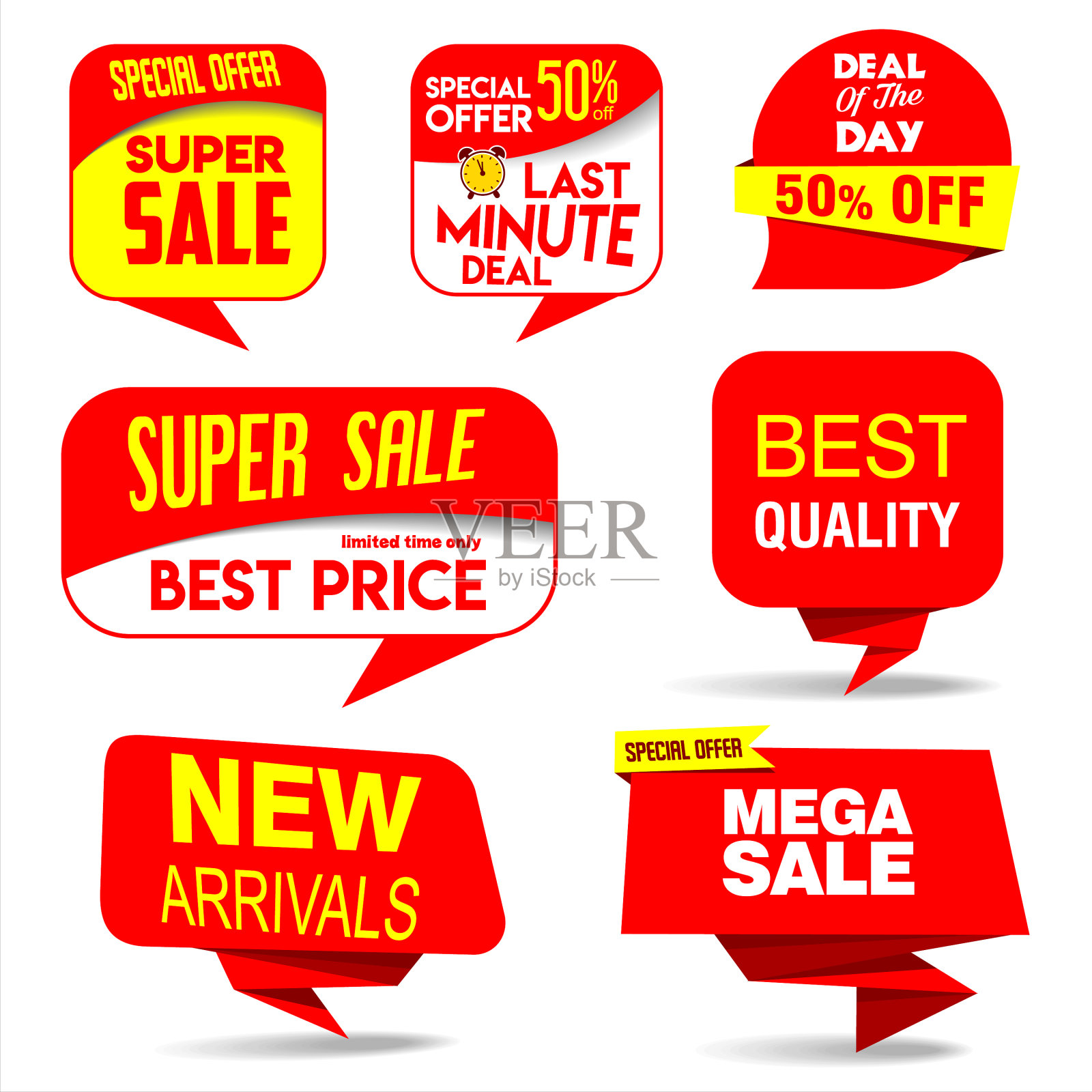 收集红色的特价贴纸和标签设计元素图片