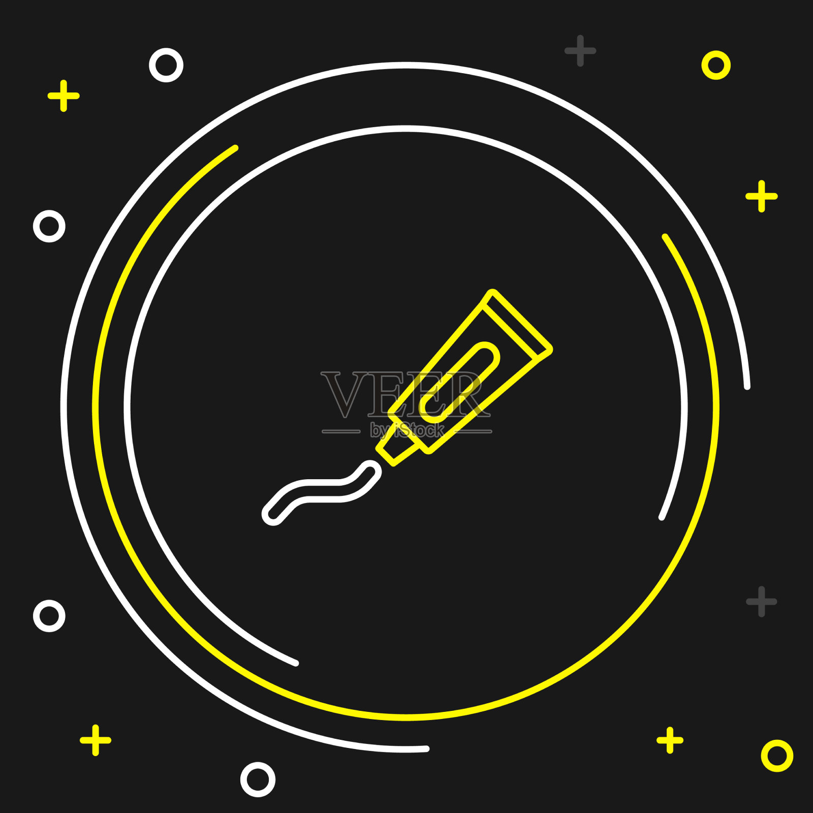 线管牙膏图标孤立在黑色上插画图片素材