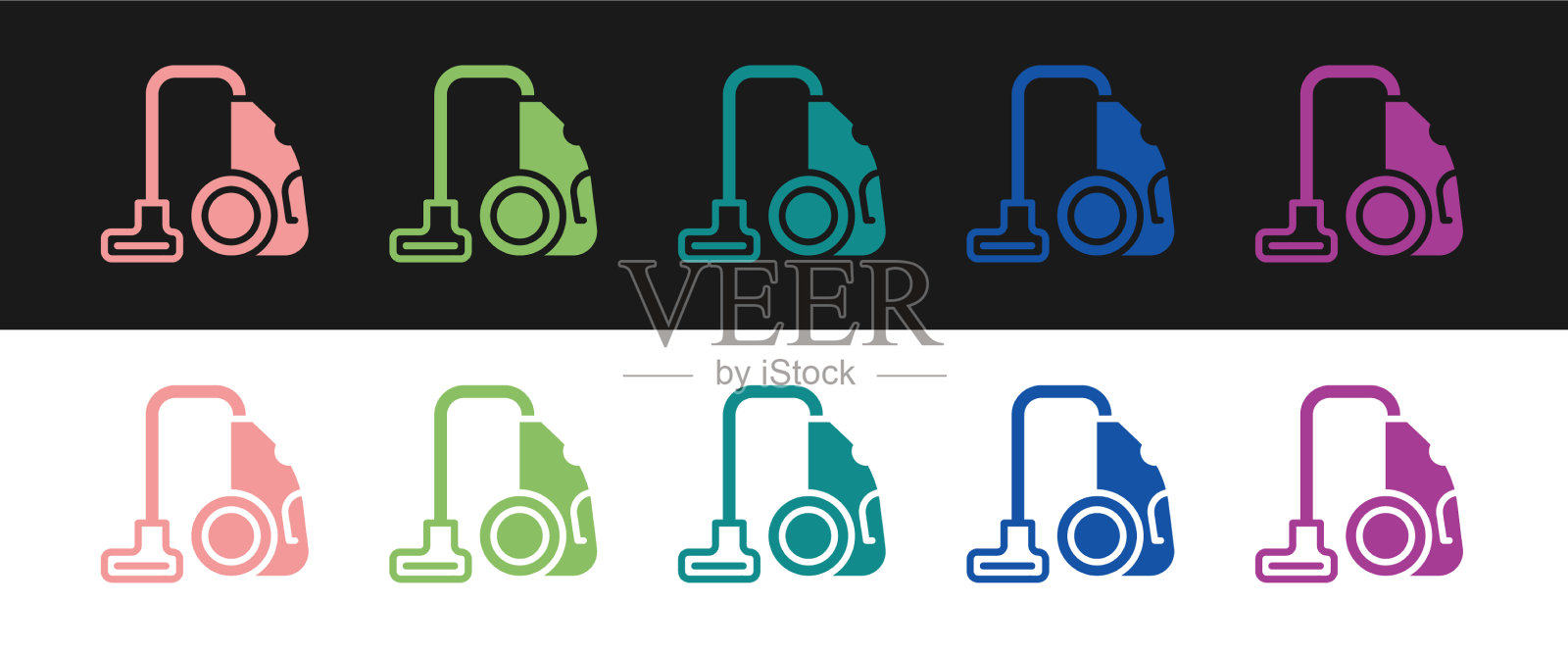 将吸尘器图标隔离在黑色和图标素材