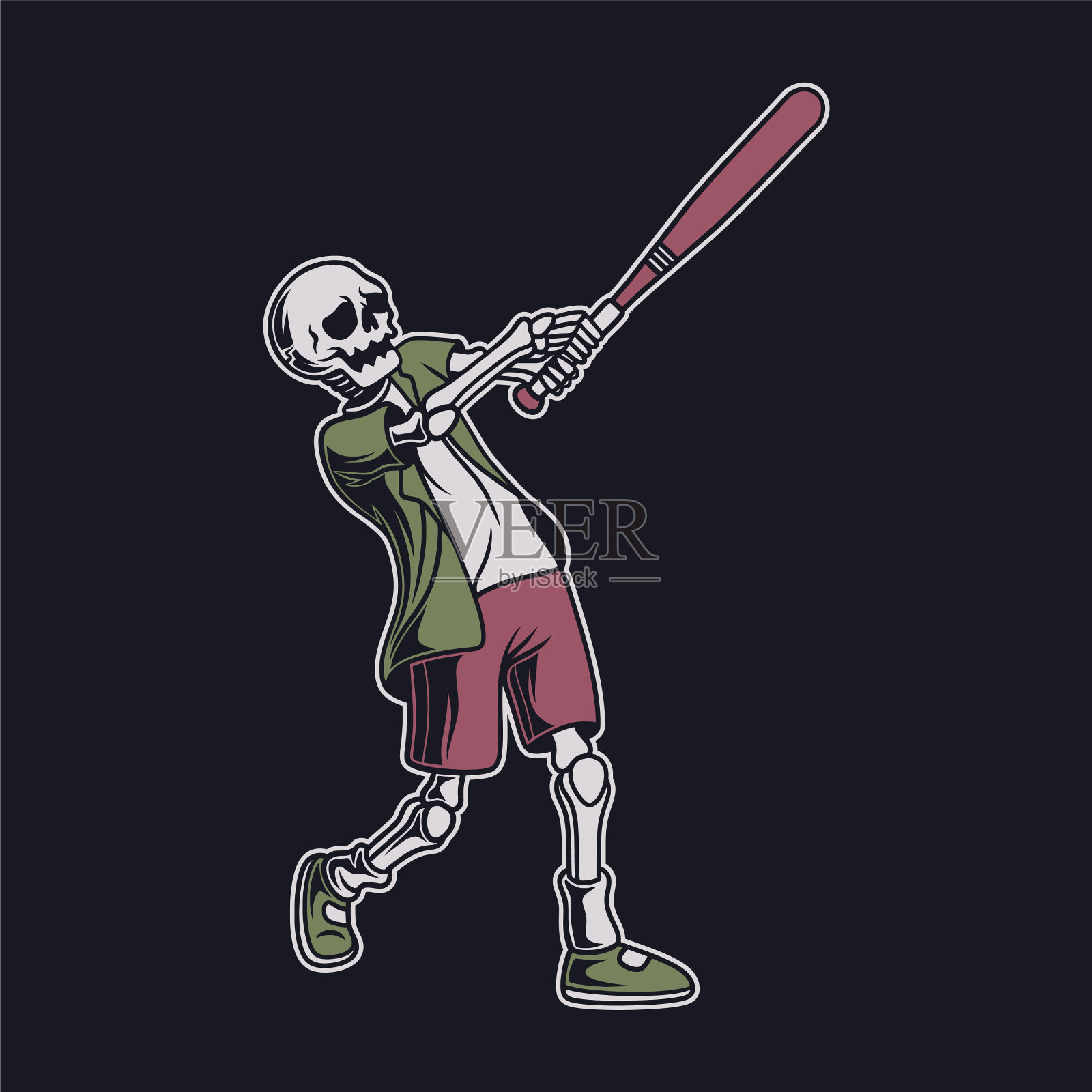 复古t恤设计头骨打了一拳插画图片素材