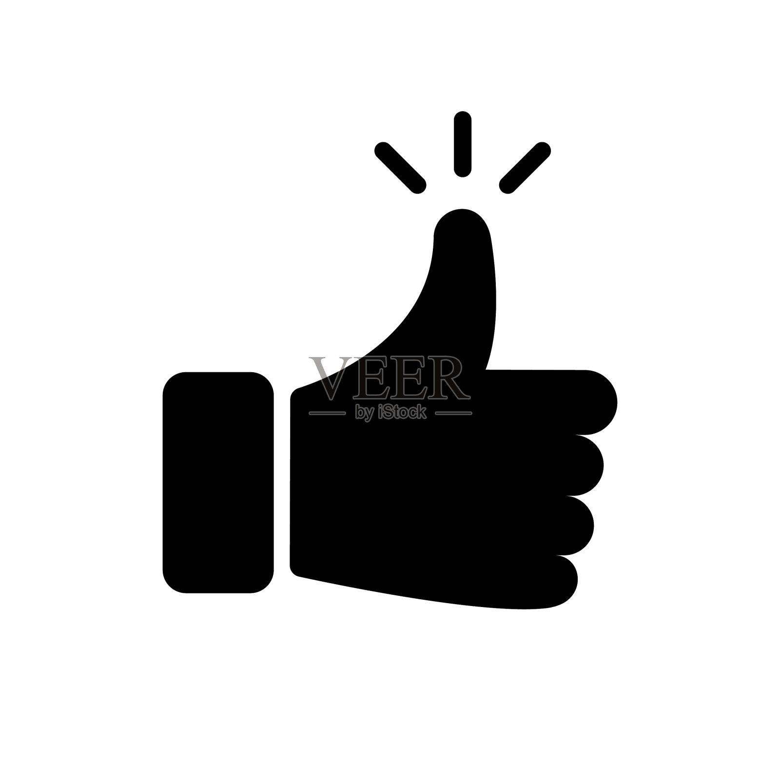 手拇指向上黑色轮廓图标的手势图标素材