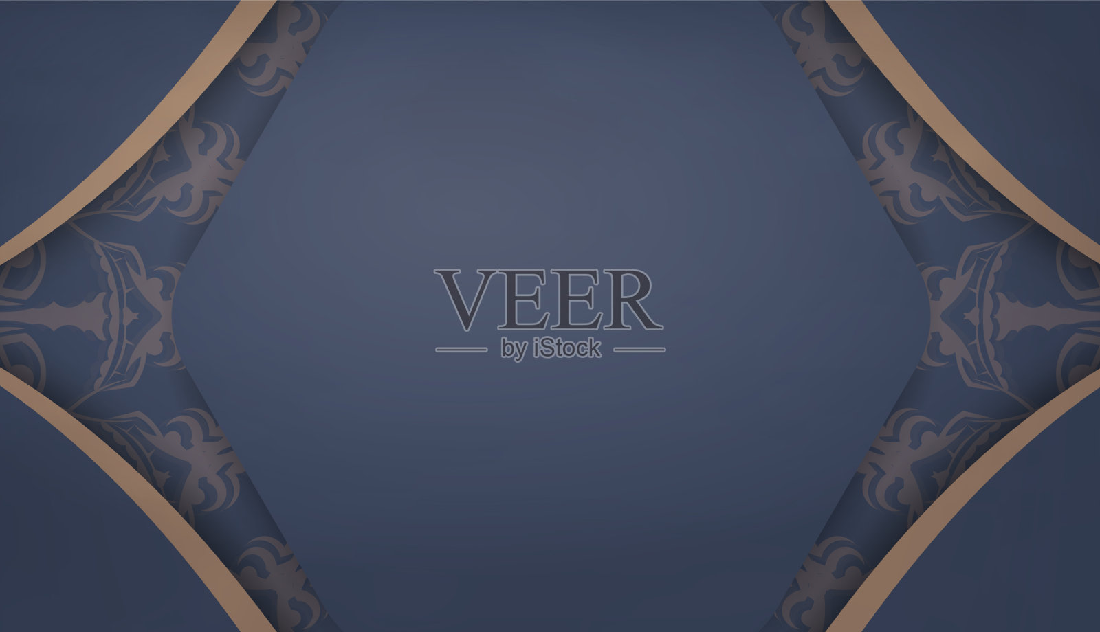 蓝色横幅与复古的棕色图案的标志插画图片素材