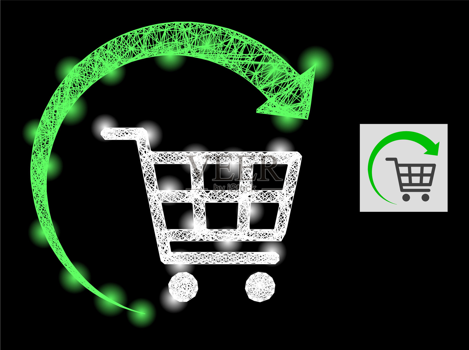 魔术孵化网重复购物车与眩光插画图片素材