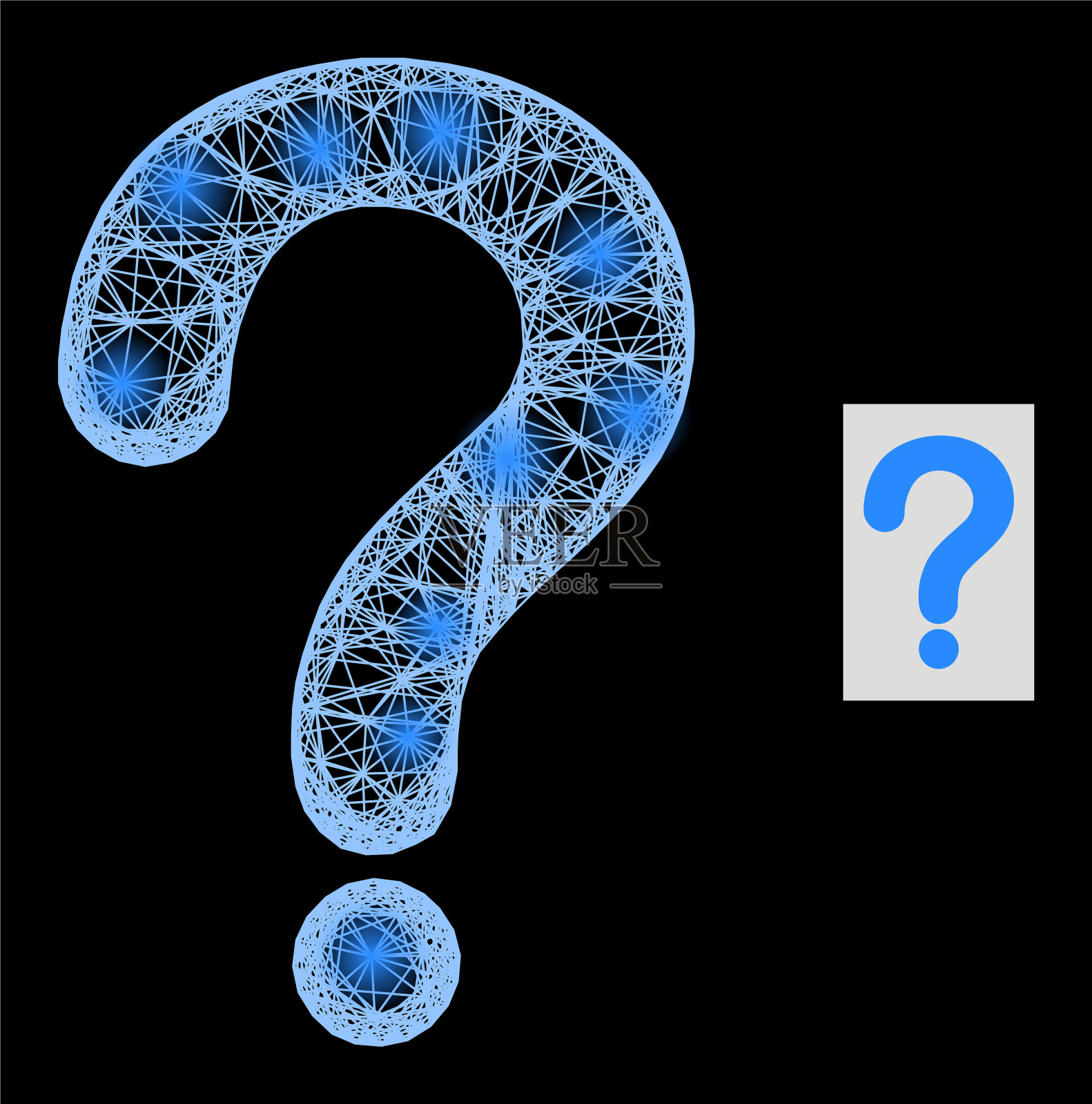 闪光网络网格问号与眩光插画图片素材